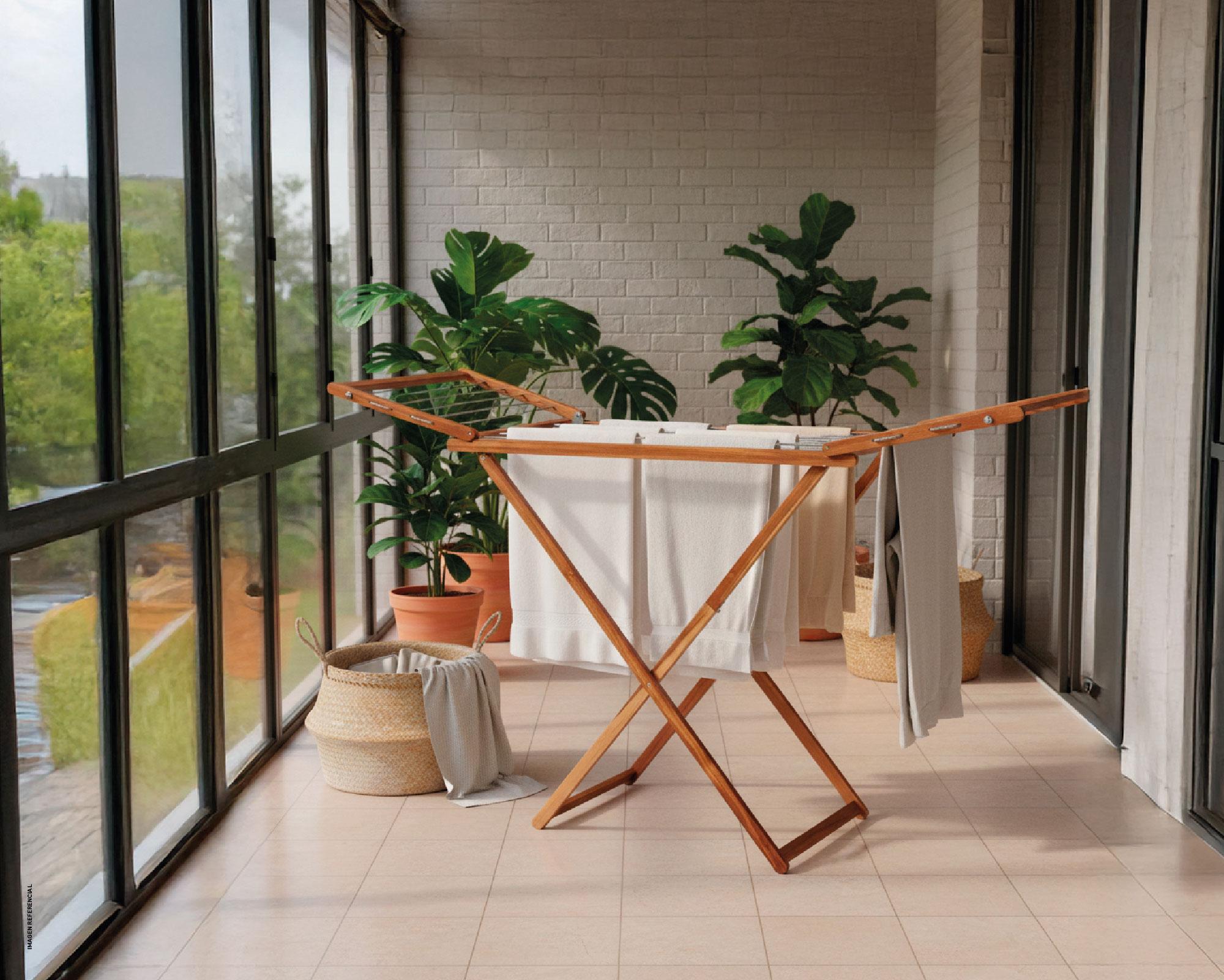 Tendedero pie con alas 13 m de secado madera-2