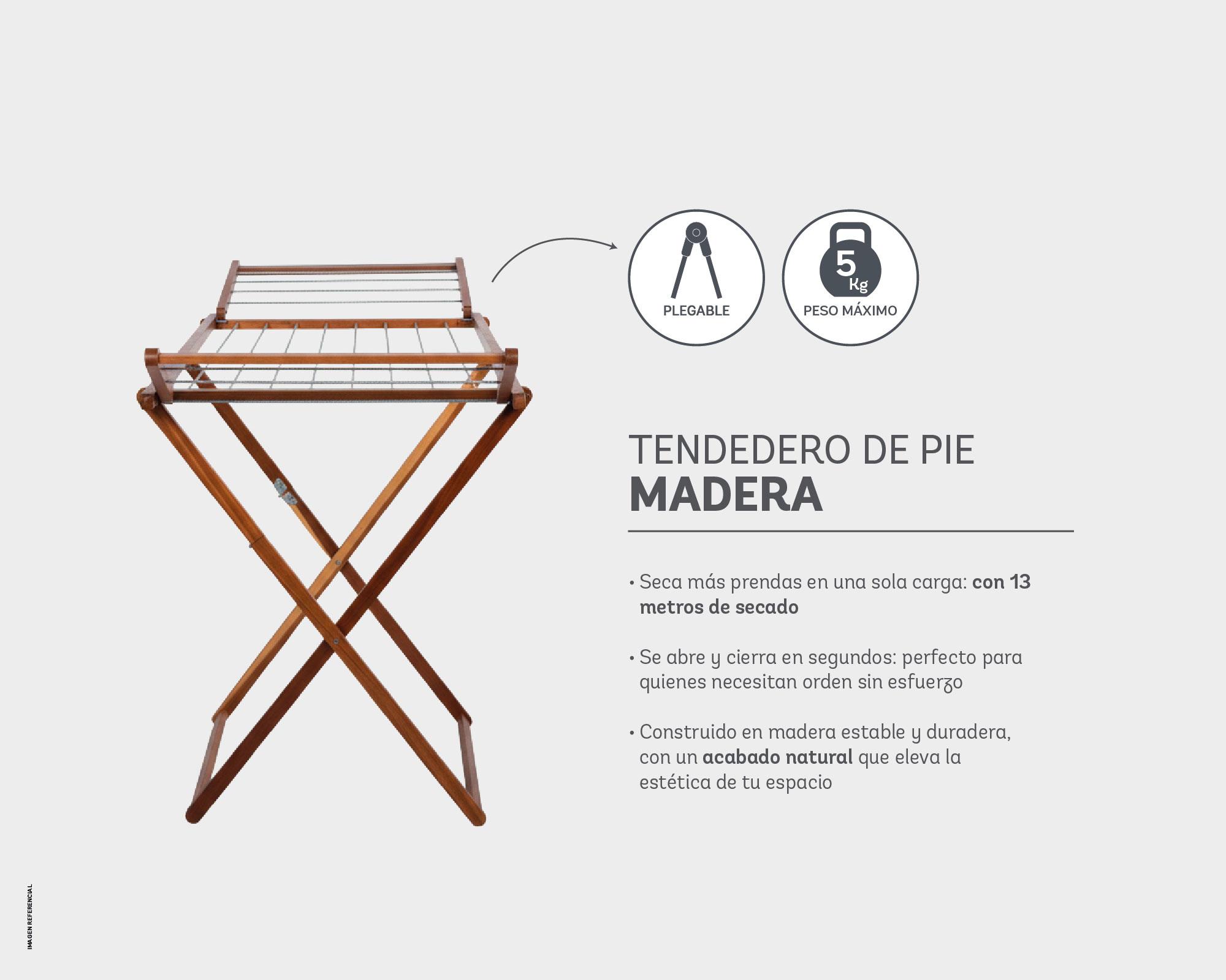 Tendedero pie con alas 13 m de secado madera-3