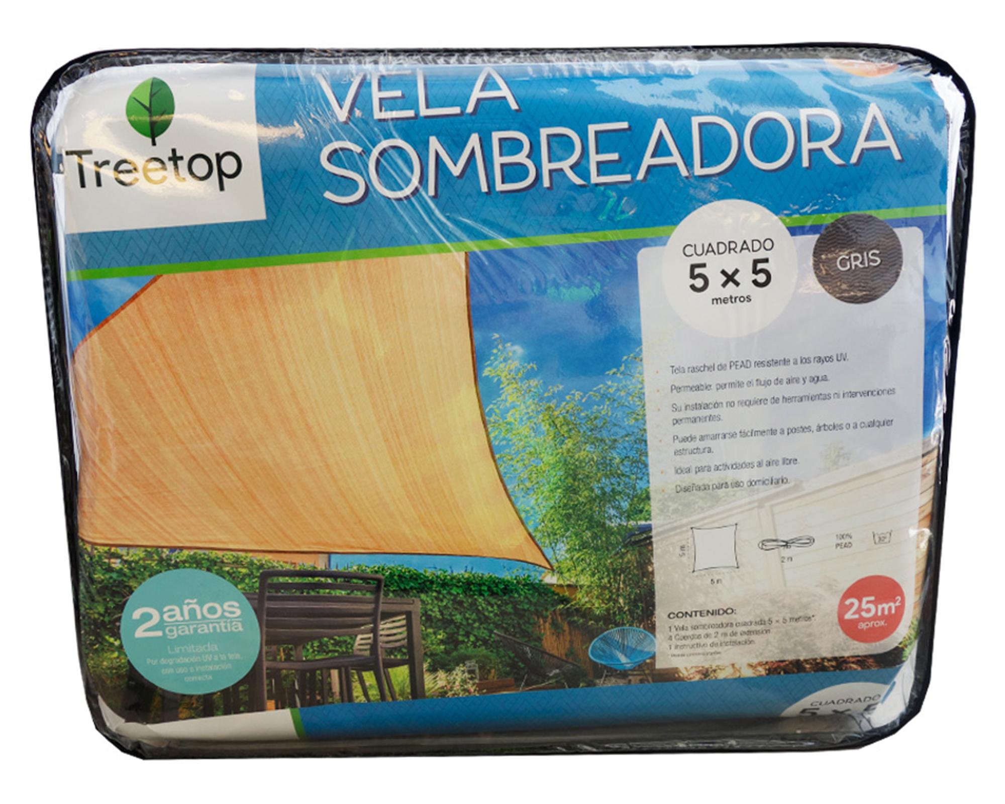 Vela sombreadora cuadrada 5x5 m gris-1