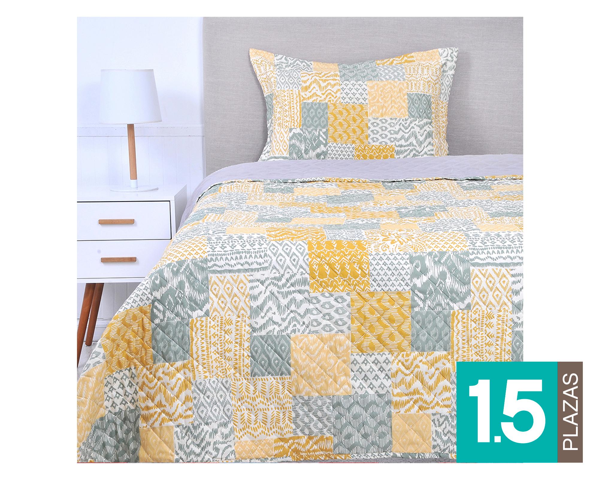 Quilt 1.5 plazas microfibra Leo-0