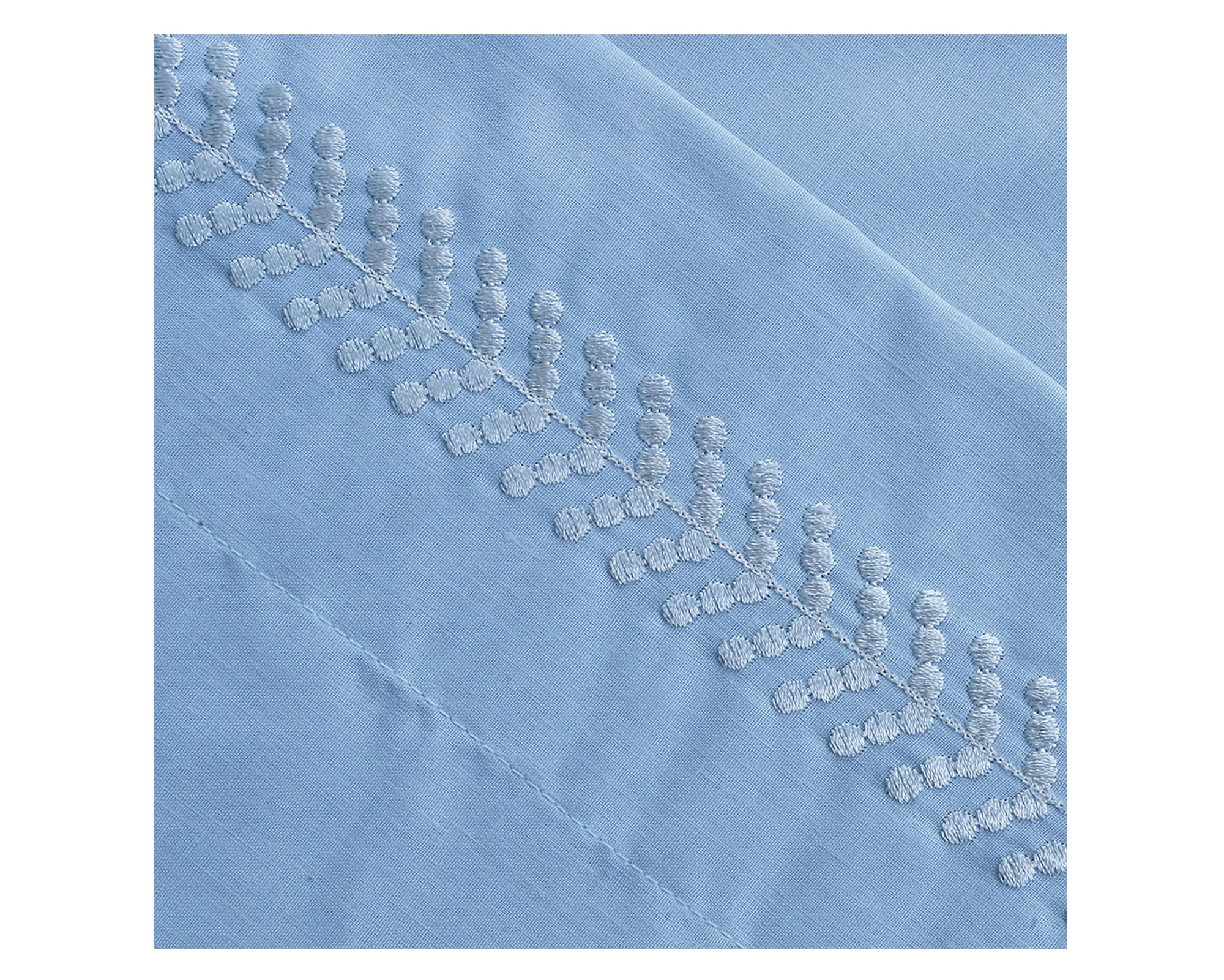 Juego de sábanas bordada súper king 144H Puntos celeste-1