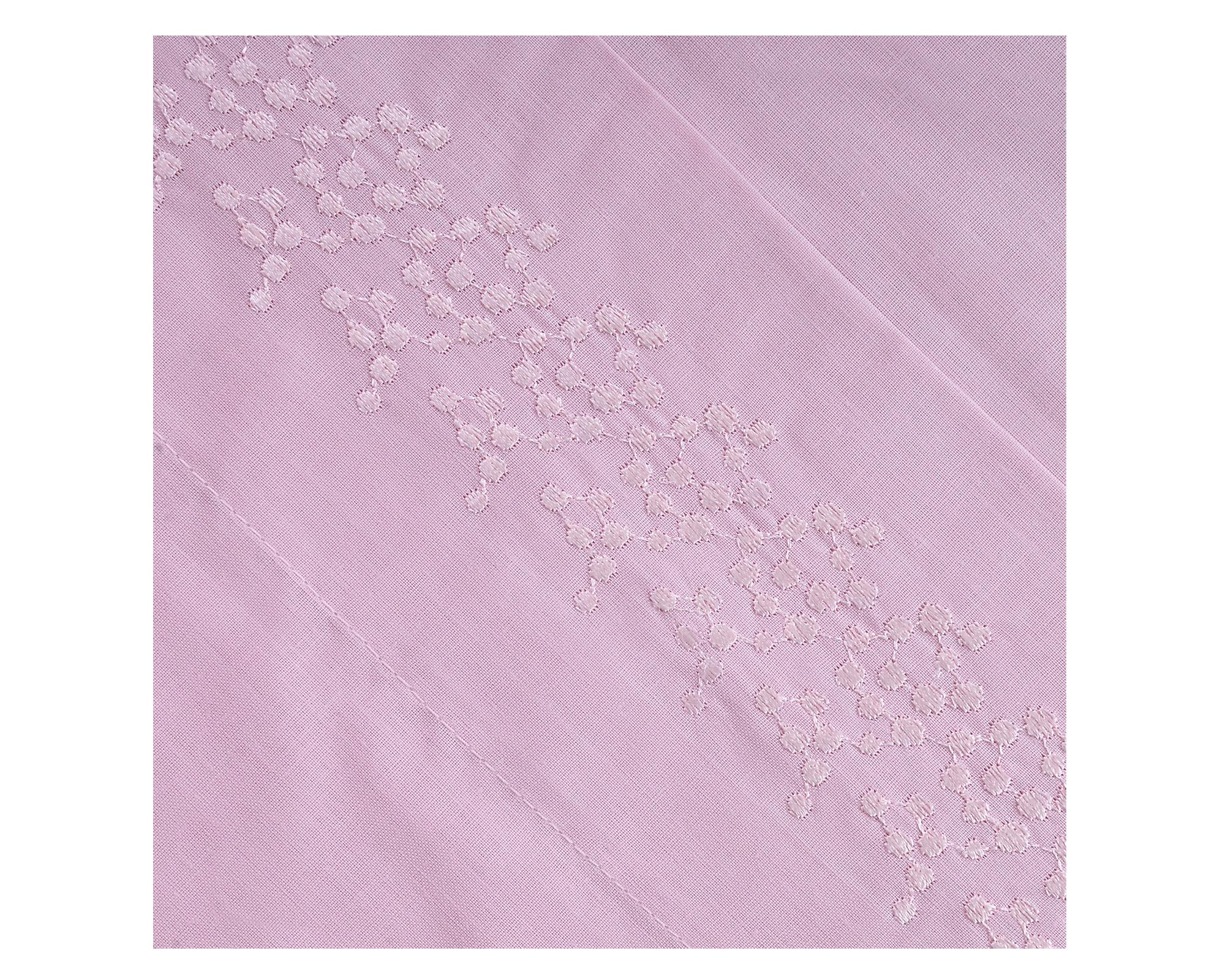 Juego de sábanas bordada 2 plazas 144H Puntos rosado-1