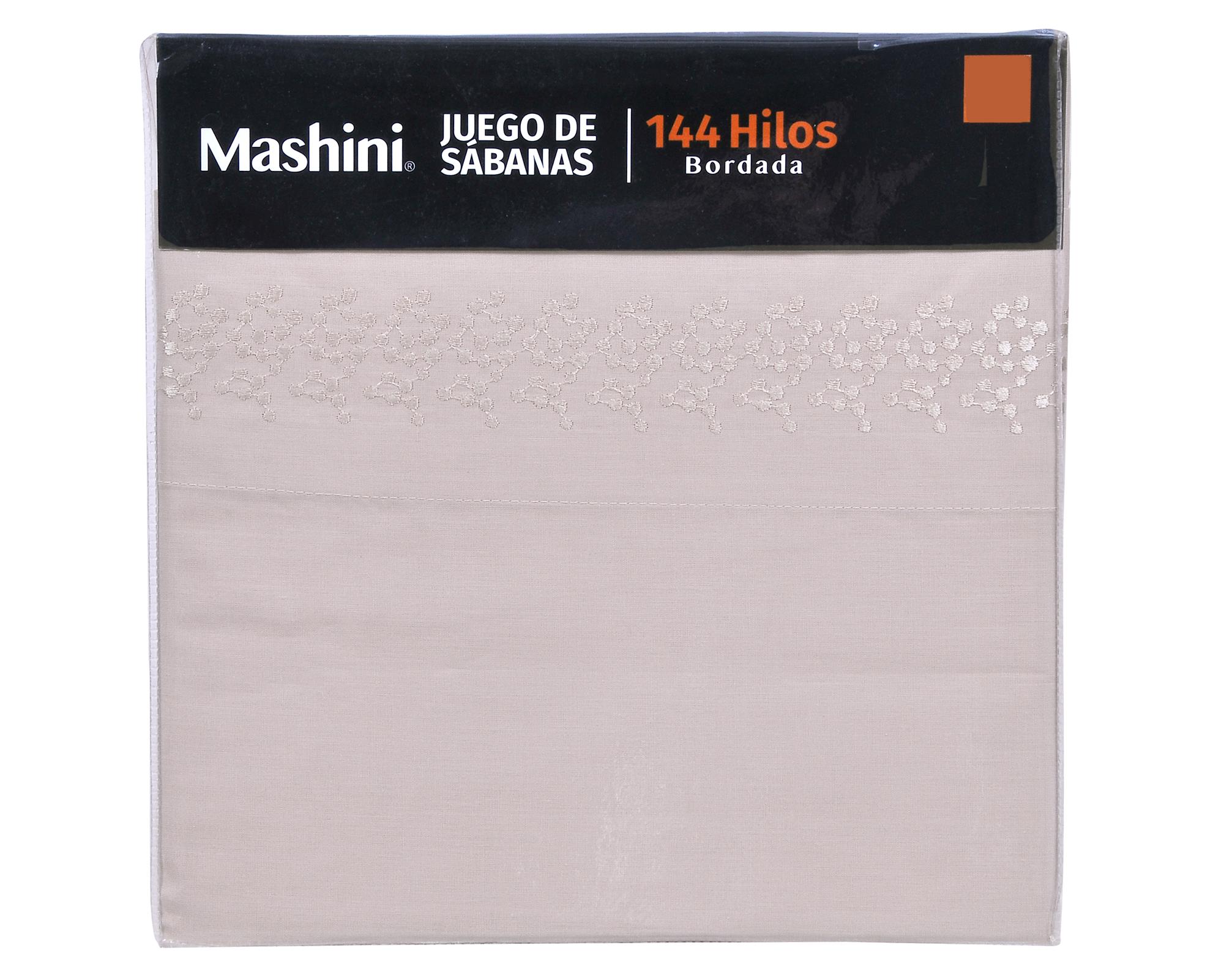 Juego de sábanas bordada 1.5 plazas 144H Puntos arena-2