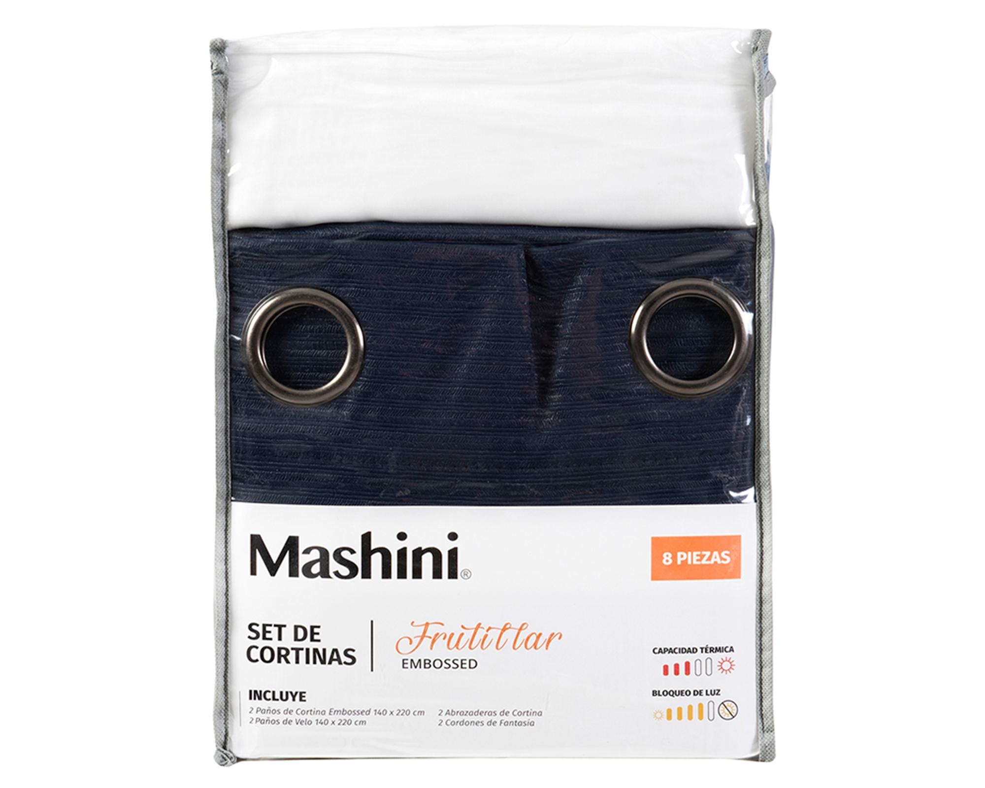 Set cortina Frutillar embossed 140x220 cm azul-3