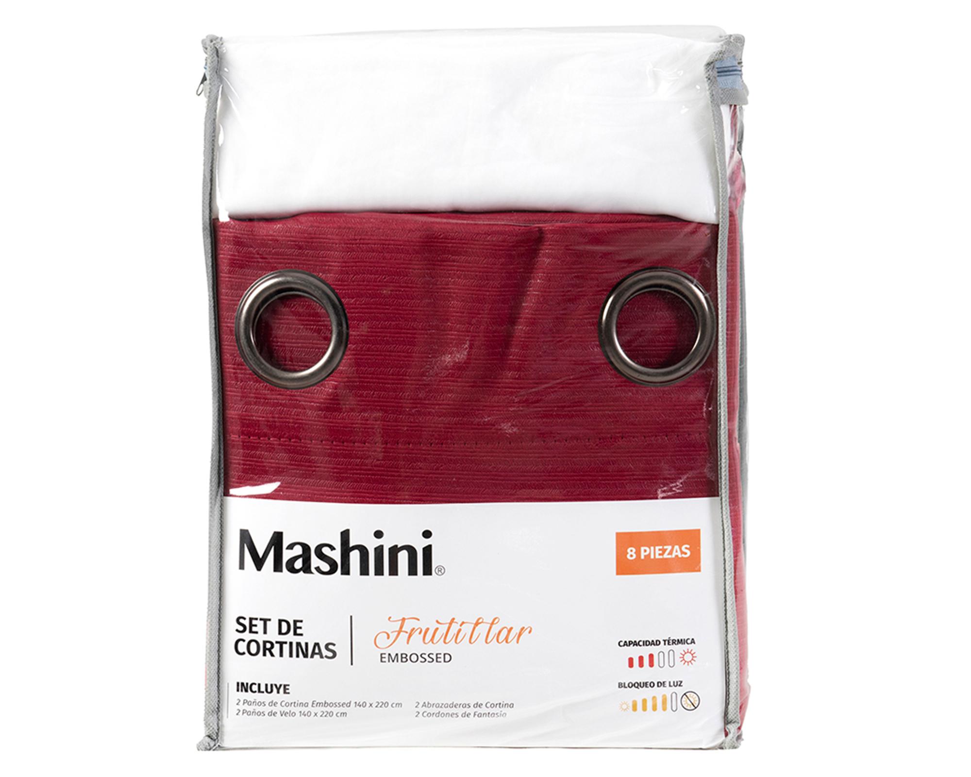 Set cortina 140x220 cm Frutillar burdeo 8 piezas-3