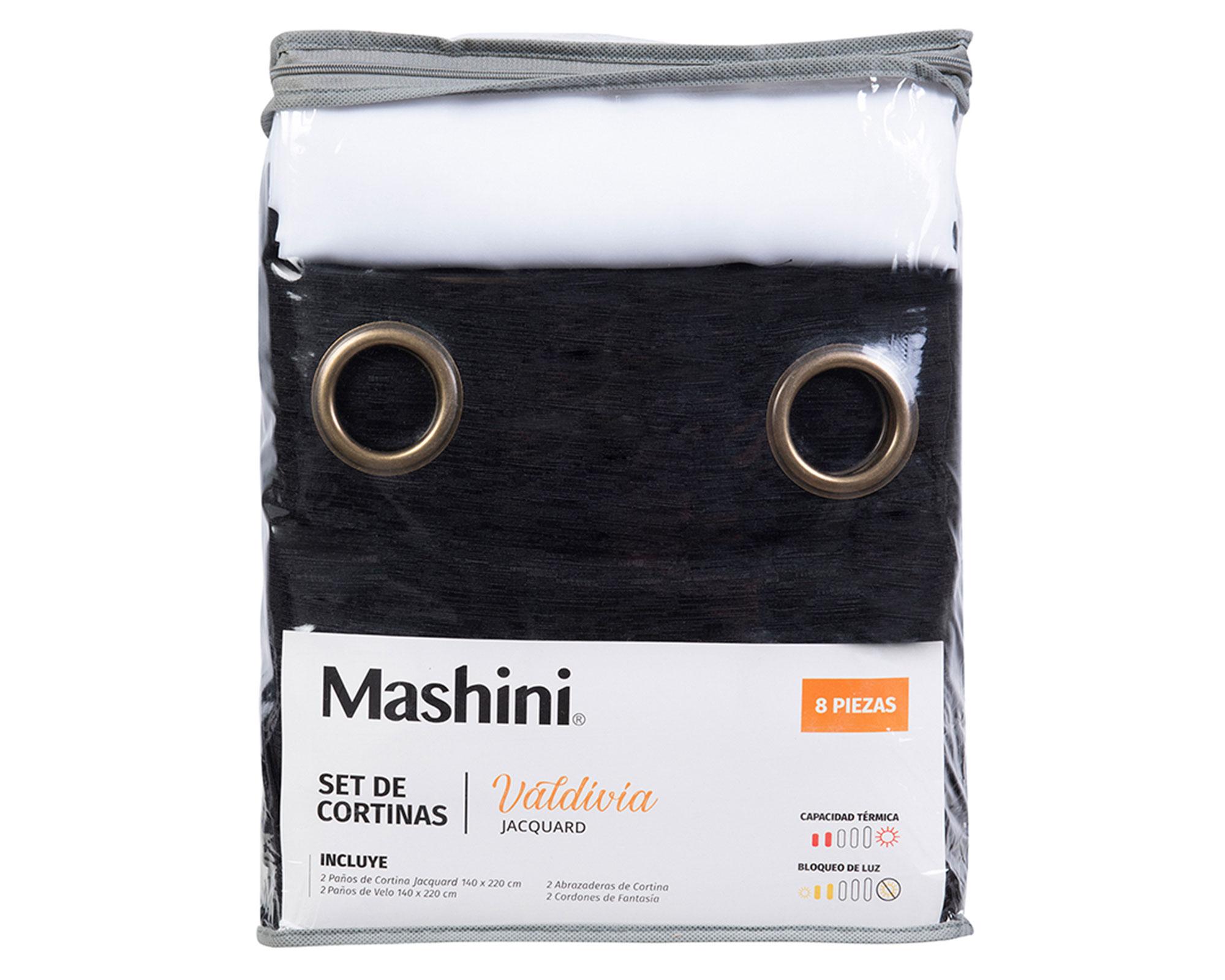 Set cortina Valdivia jacquard 140x220 cm negro-1