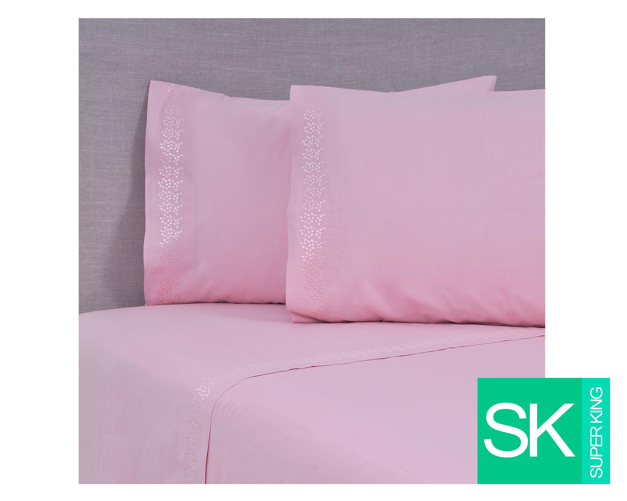 Sábanas Súper King Puntos rosado-0