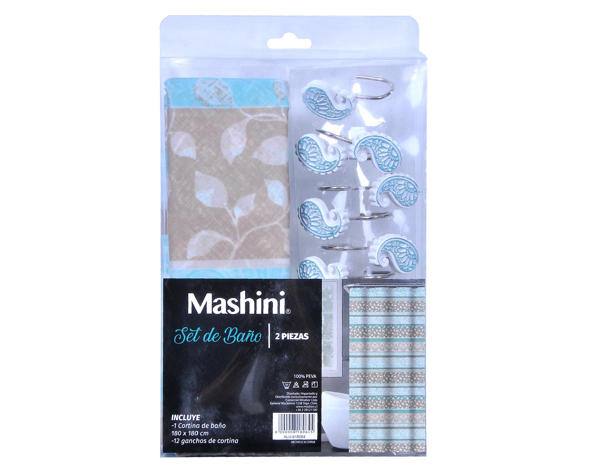 Set Cortina baño 180x180 cm Eclecti turquesa-2