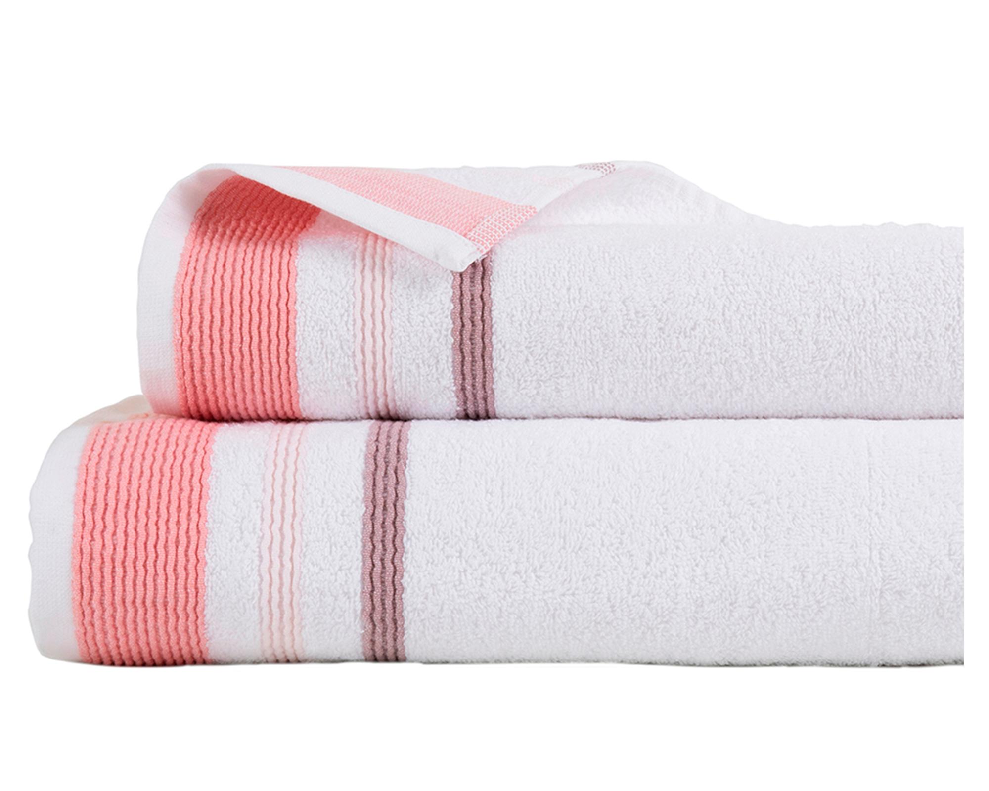 Juego de toallas Lignes blanco/burdeo-0