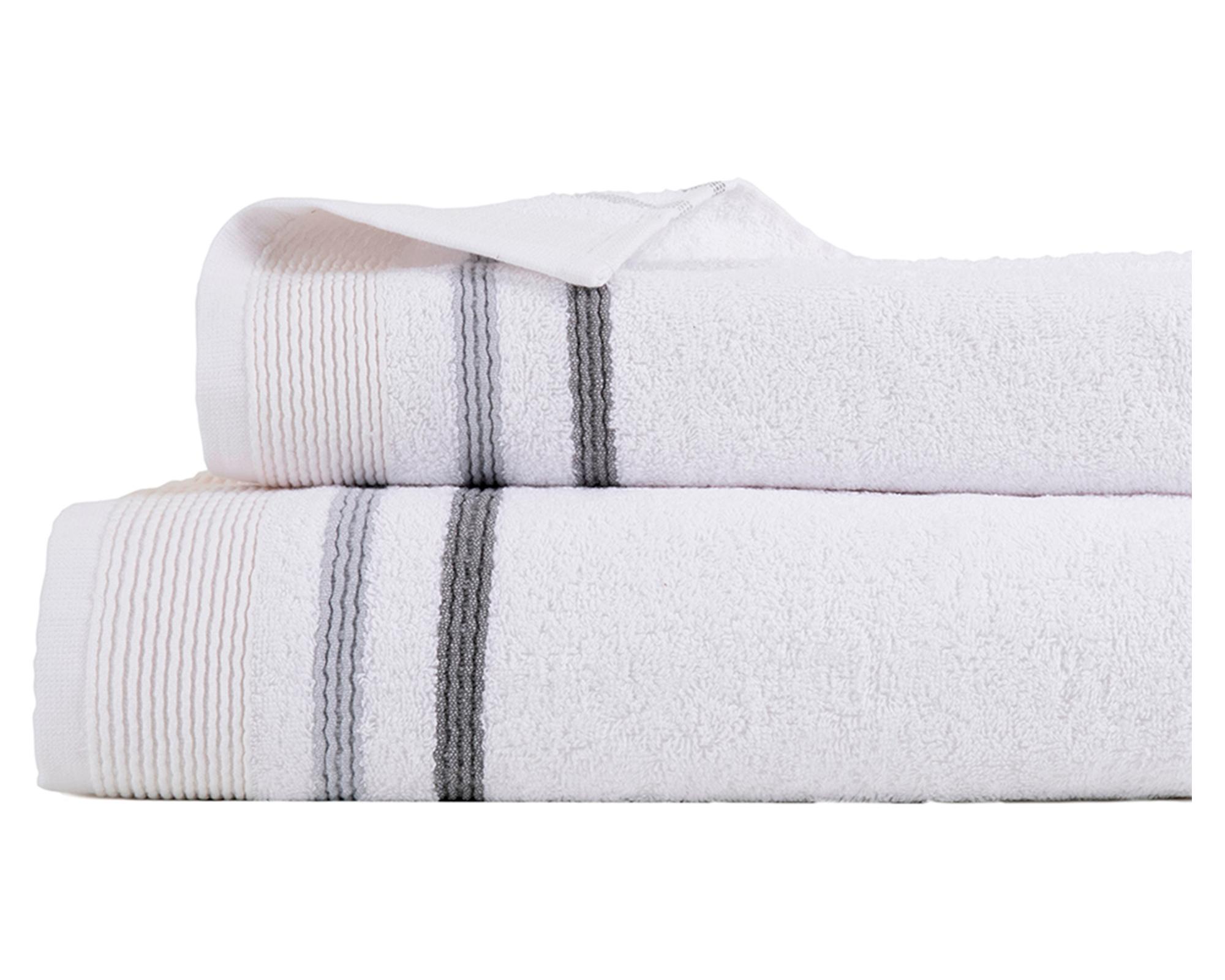 Juego de toallas Lignes blanco/gris-0