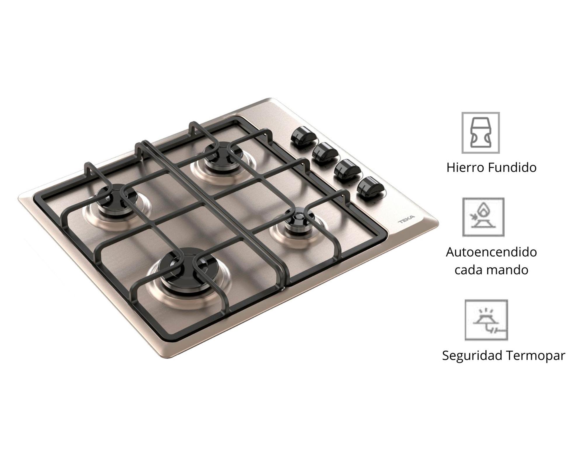 Encimera gas natural HLX540 KBN0C IX 4 quemadores-2