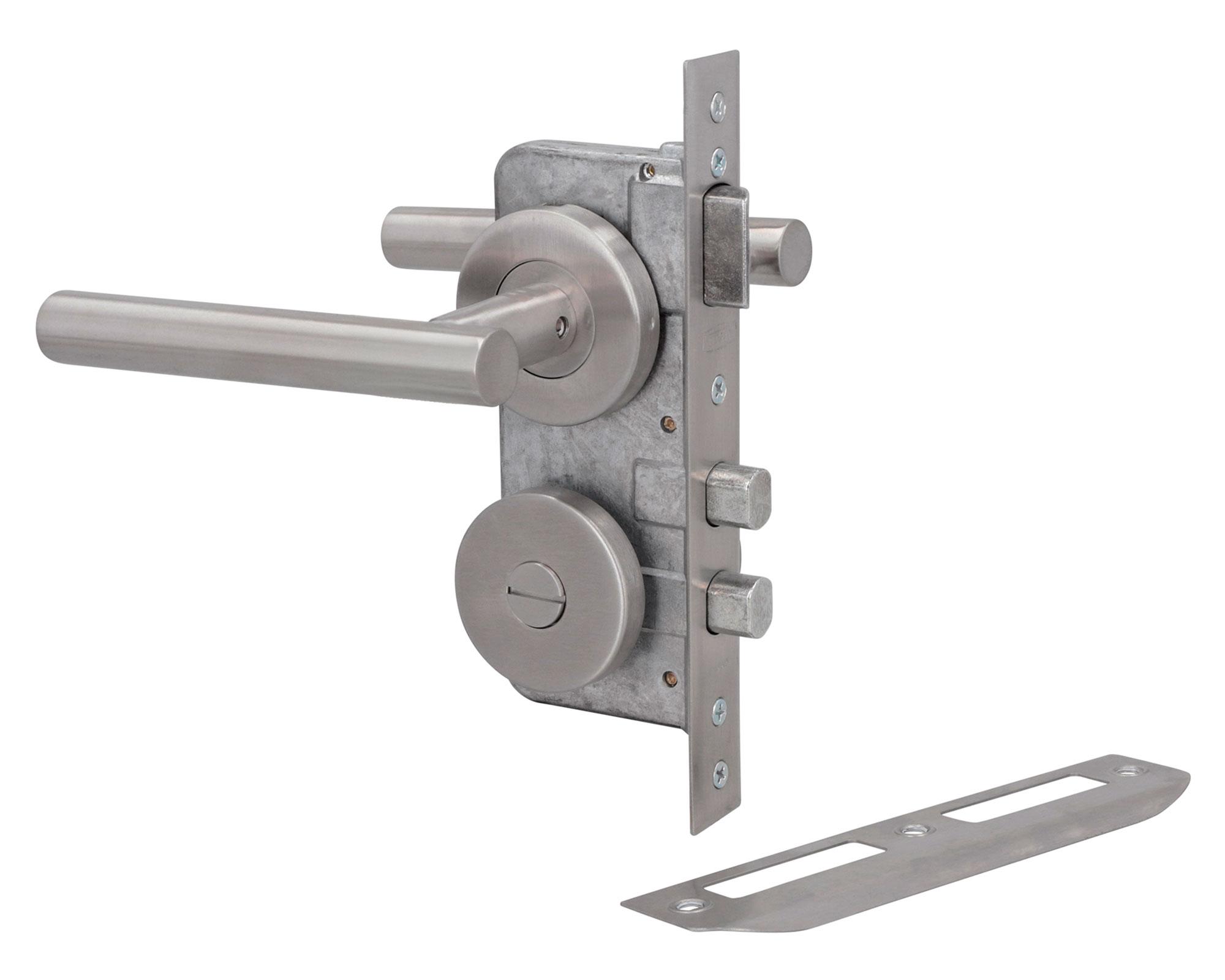 Cerradura embutir 2 manillas baño/acceso 960T inox-2