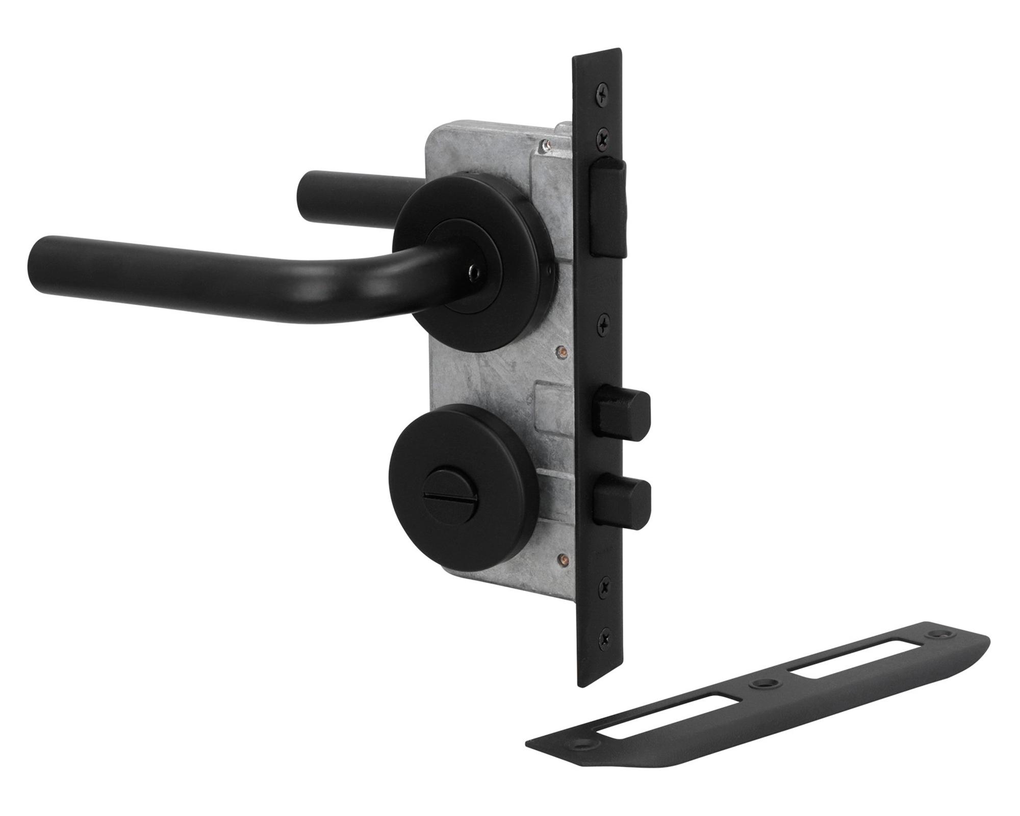 Cerradura embutir 2 manillas baño 960L negro mate-2