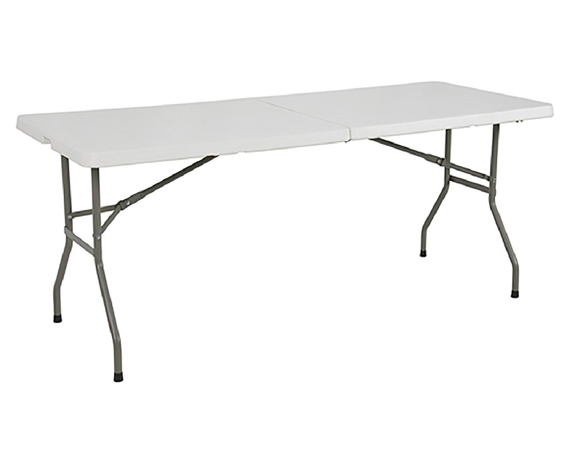 Mesa Plegable 180x75x74 cm Maleta blanca-0