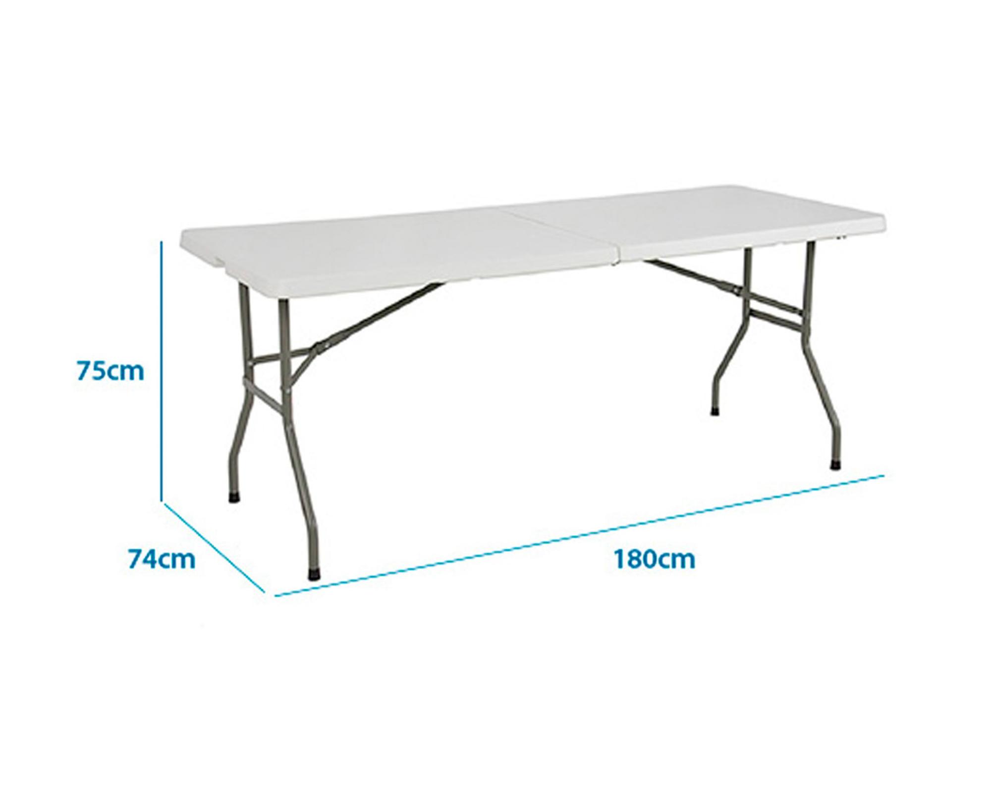 Mesa Plegable 180x75x74 cm Maleta blanca-3