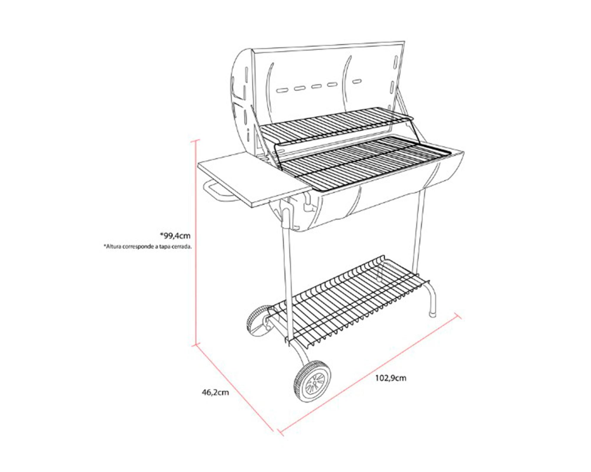 Parrilla a carbón medio tambor con tapa-1