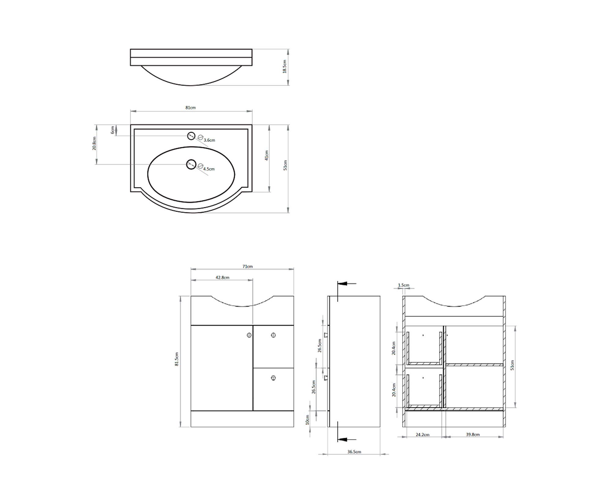 Kit mueble vanitorio Adele lenga 81.5x71 cm + cubierta-4