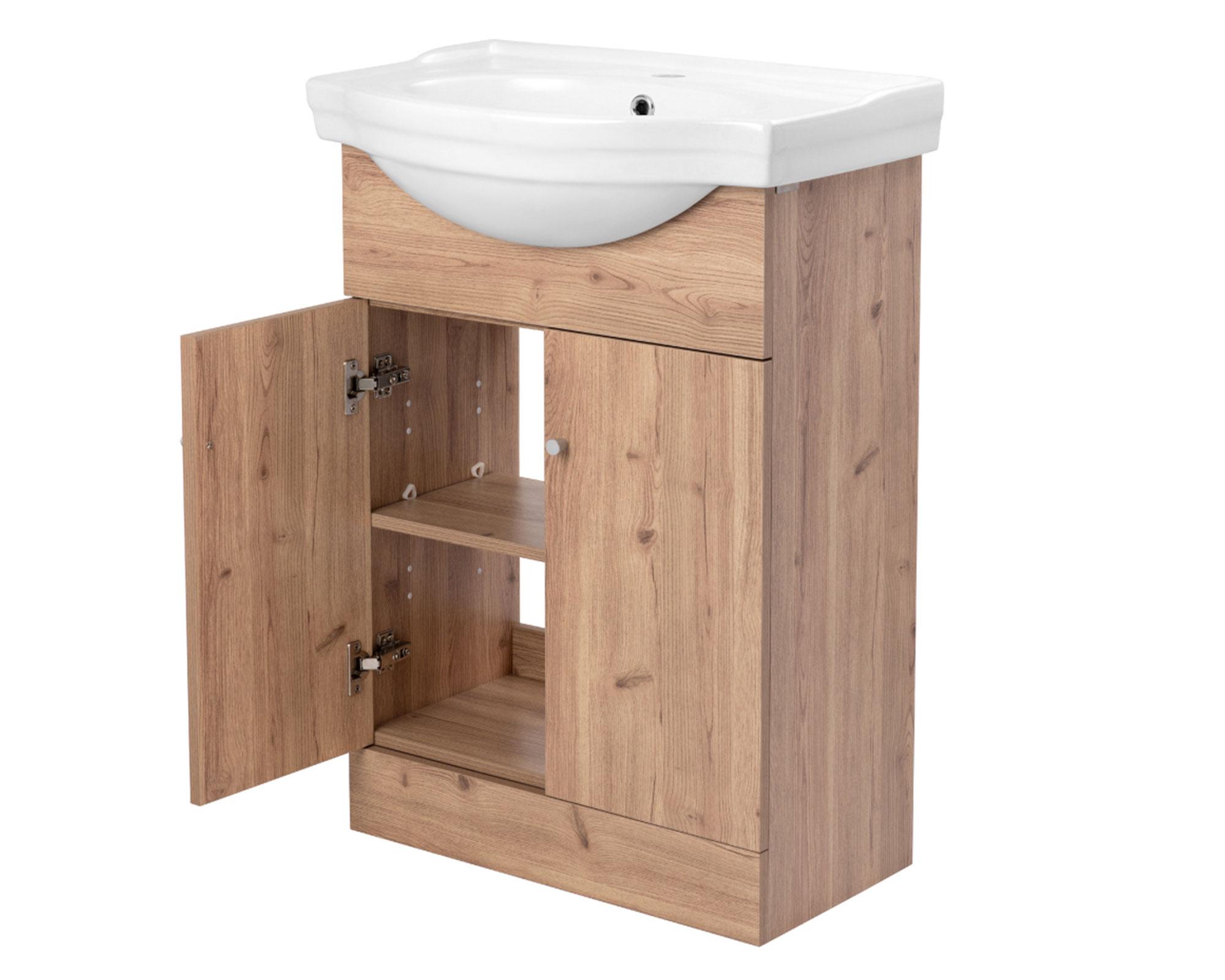 Kit mueble vanitorio Marie rústico 60x80 cm + cubierta-1