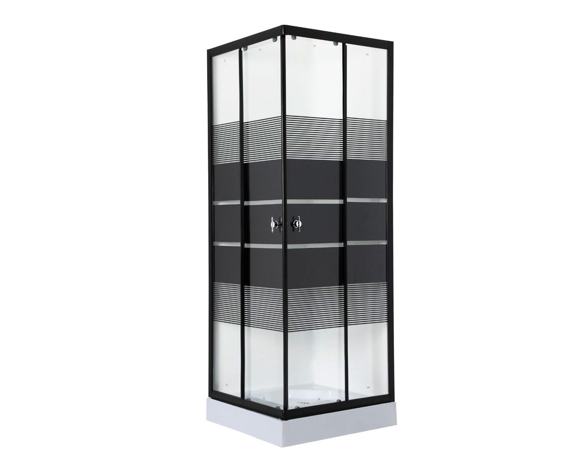Shower door SD-70 Recto transparente/negro 70x195 cm-0