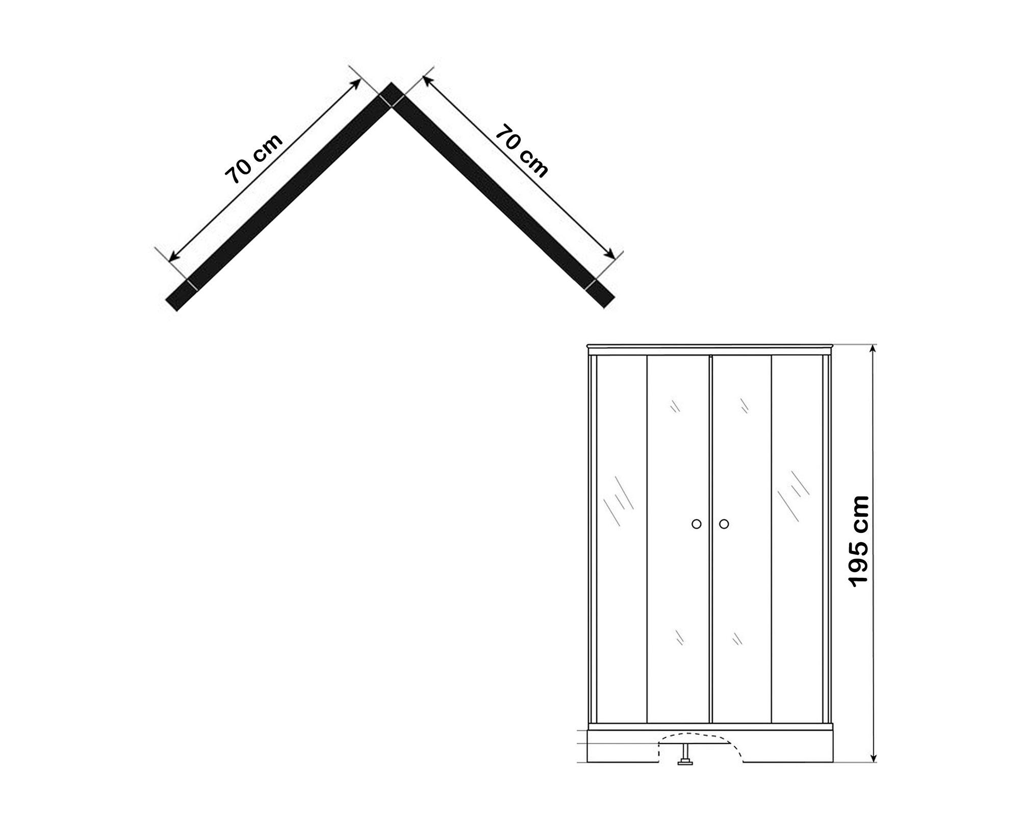 Shower door SD-70 Recto transparente/negro 70x195 cm-3