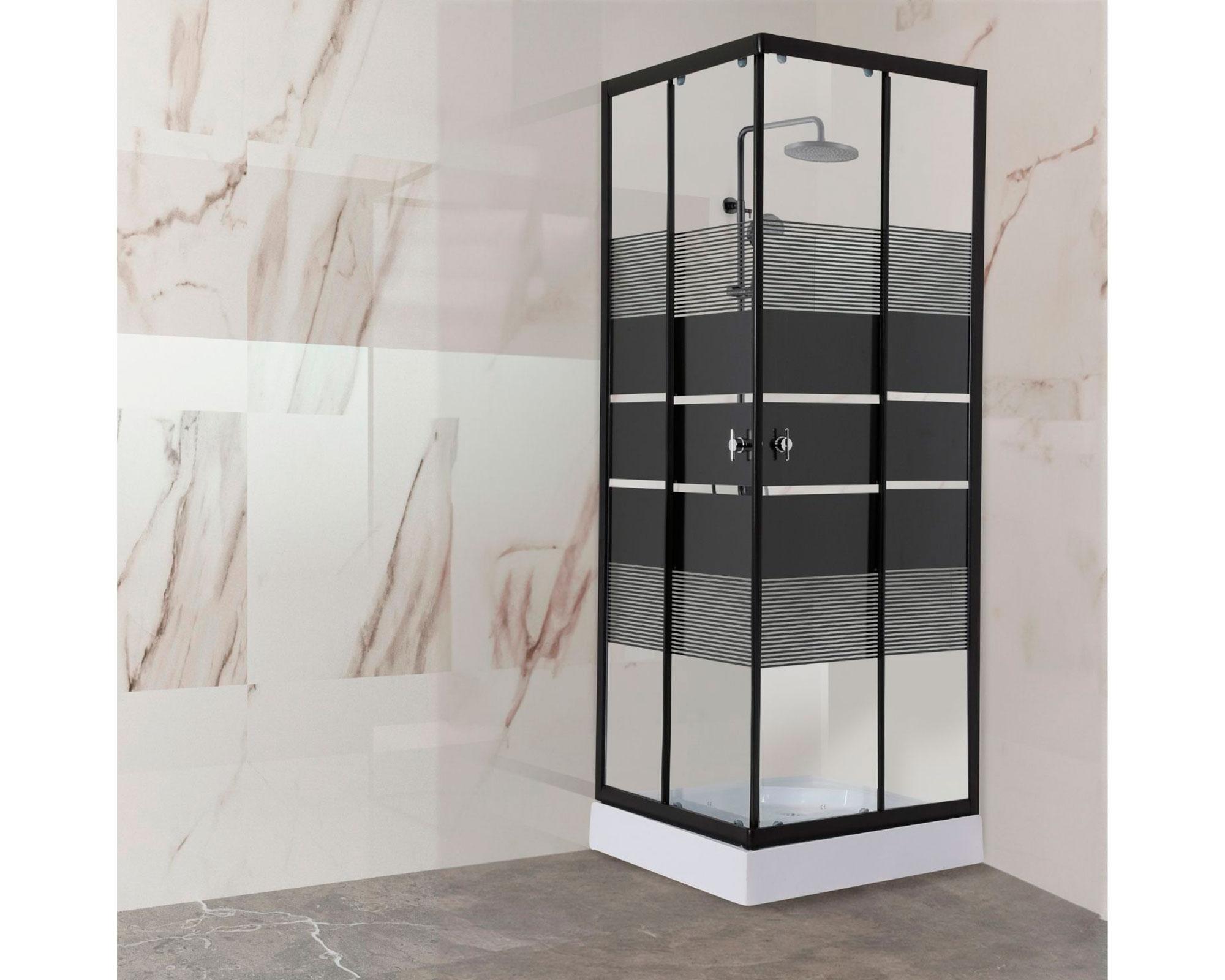 Shower door SD-70 Recto transparente/negro 70x195 cm-2