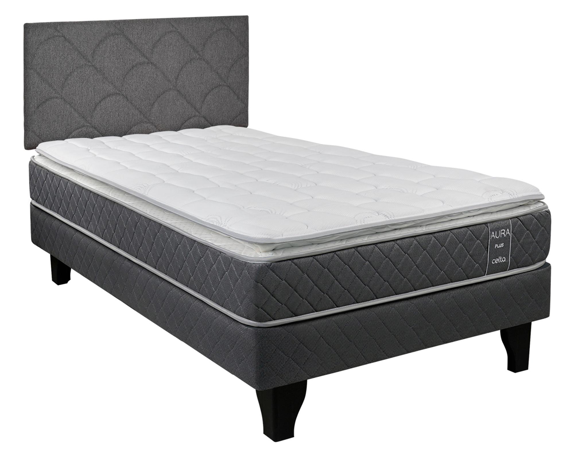 Cama europea Aura Plus + Respaldo 1.5 Plazas-0