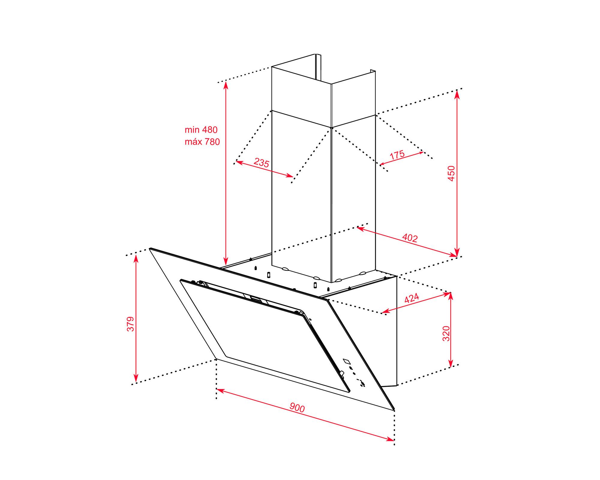 Campana decorativa DVT Pro 98660 TBS WH 286W-6