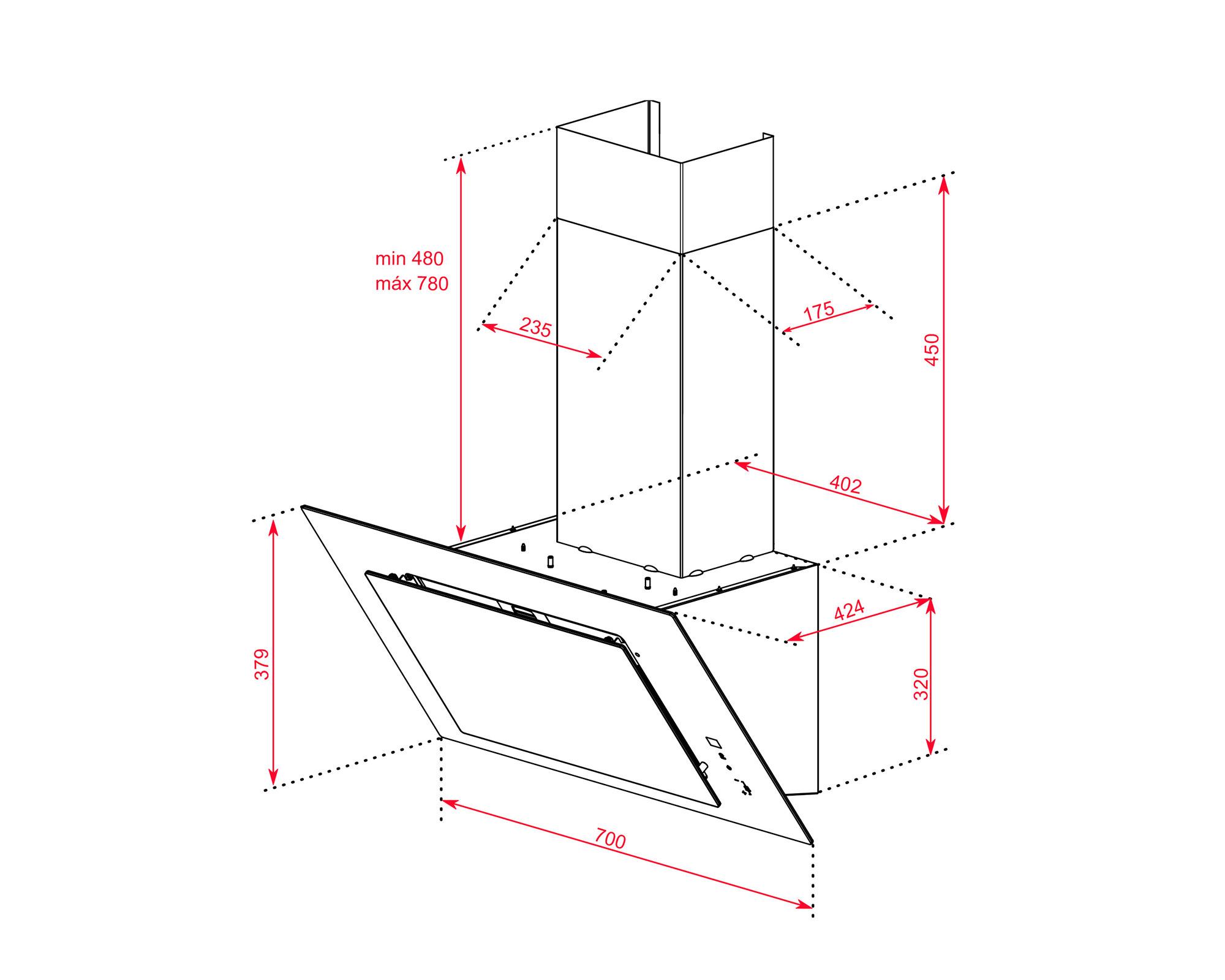 Campana decorativa DVT Pro 78660 TBS WH 286W-6