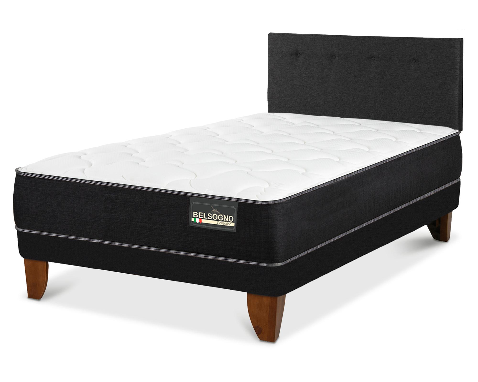 Cama europea 2 plazas Belsogno Plus + respaldo Black-1