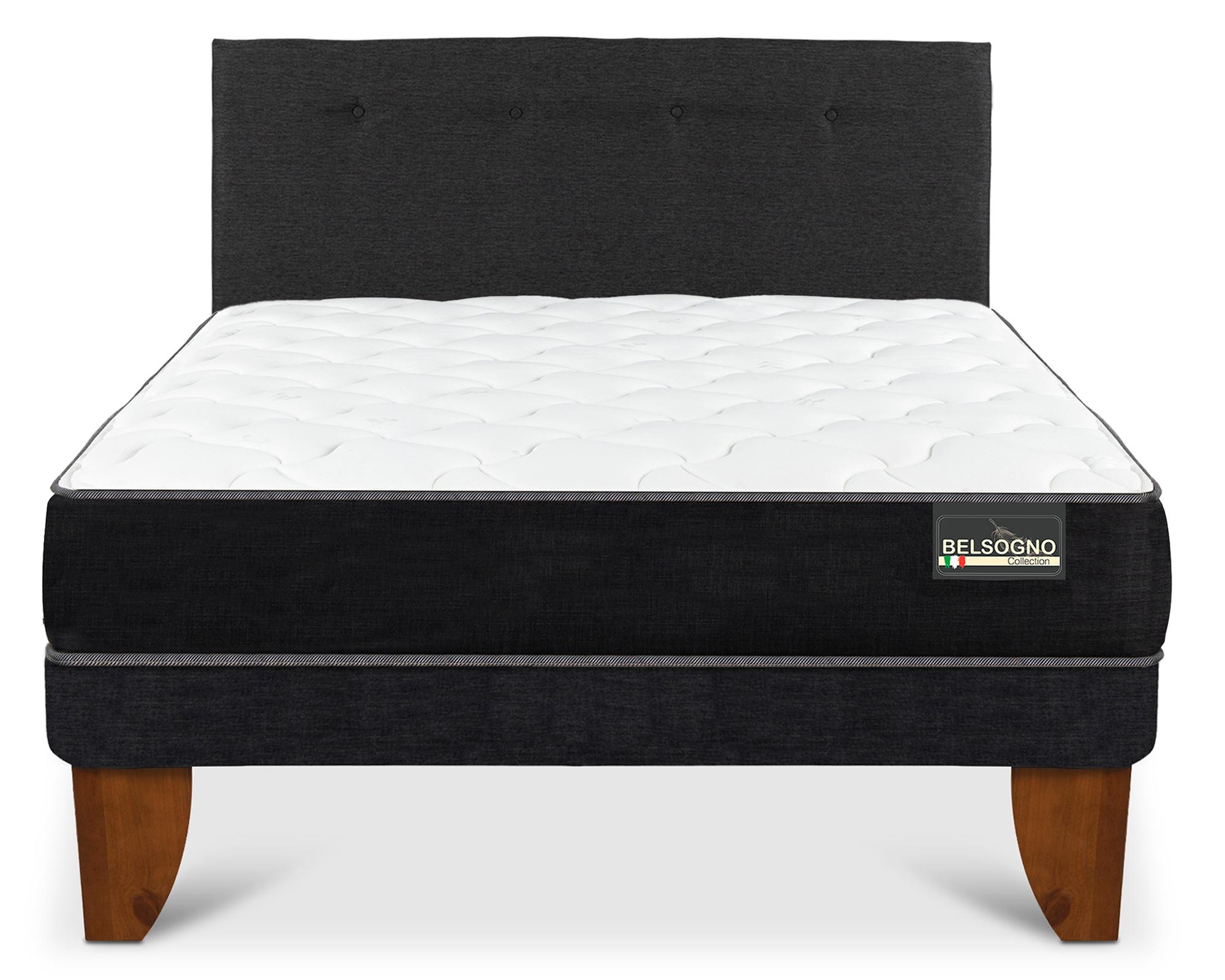 Cama europea 2 plazas Belsogno Plus + respaldo Black-0