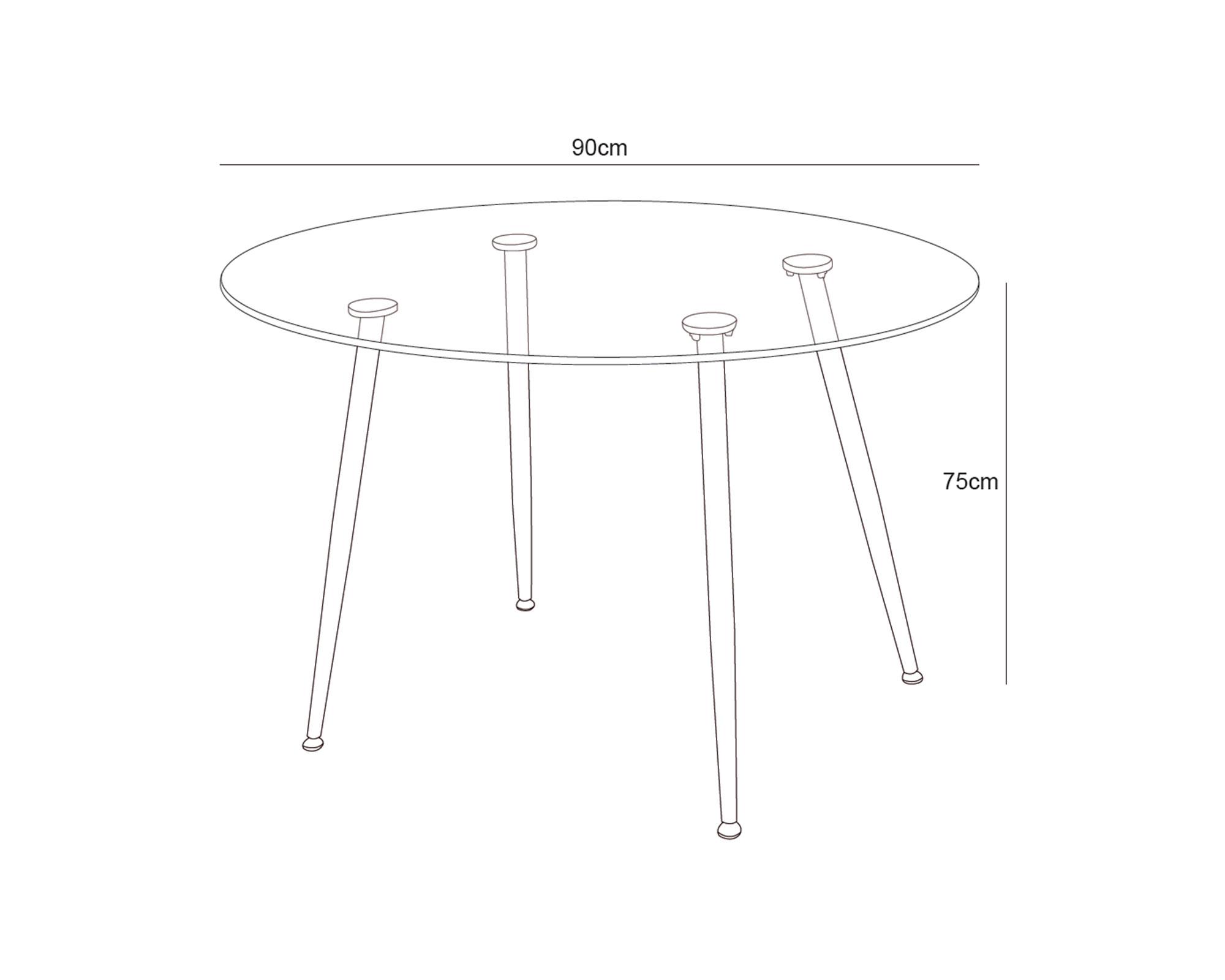 Mesa redonda 75x90x90 cm-4