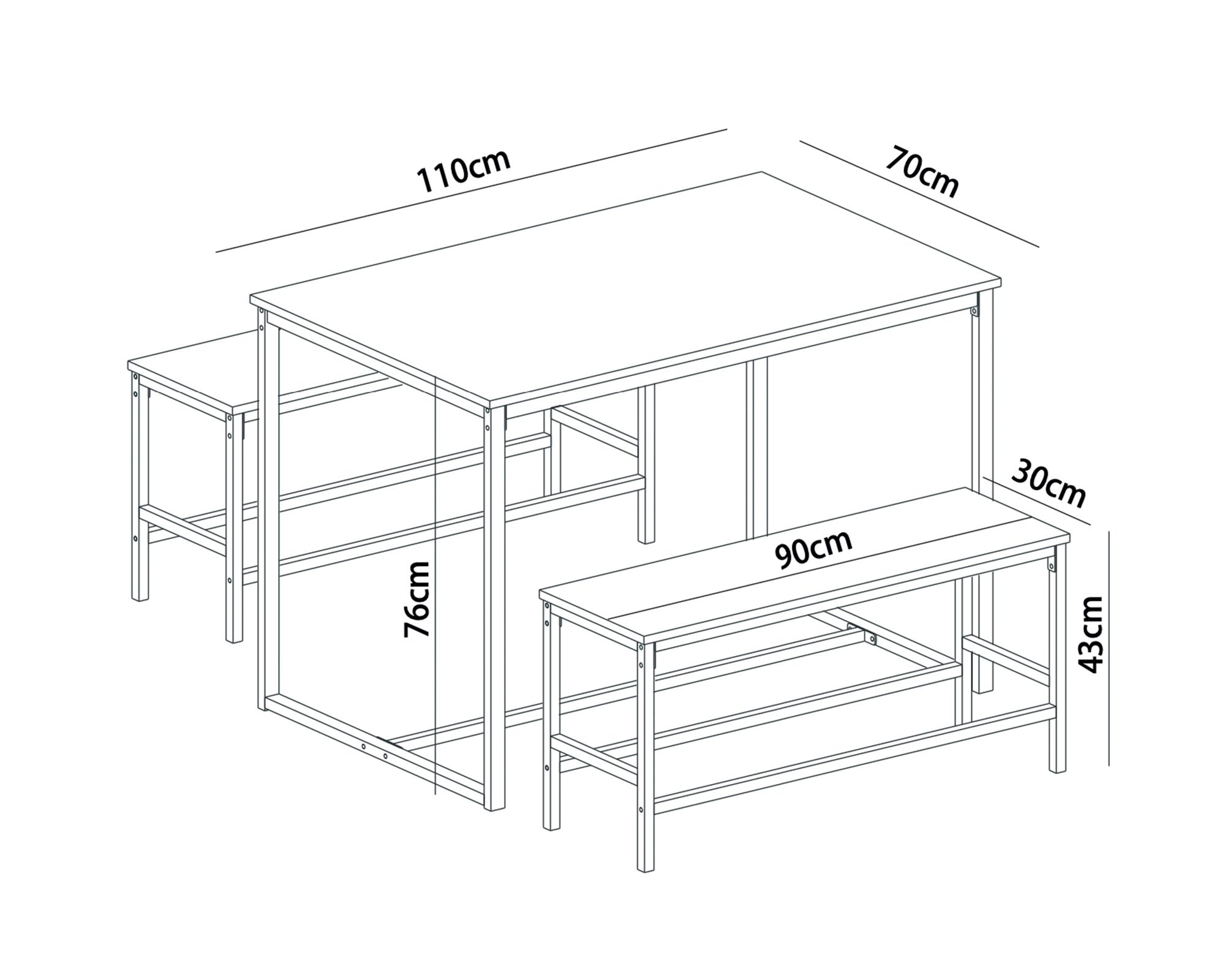 Comedor 2 bancas Elena Dark oak-4