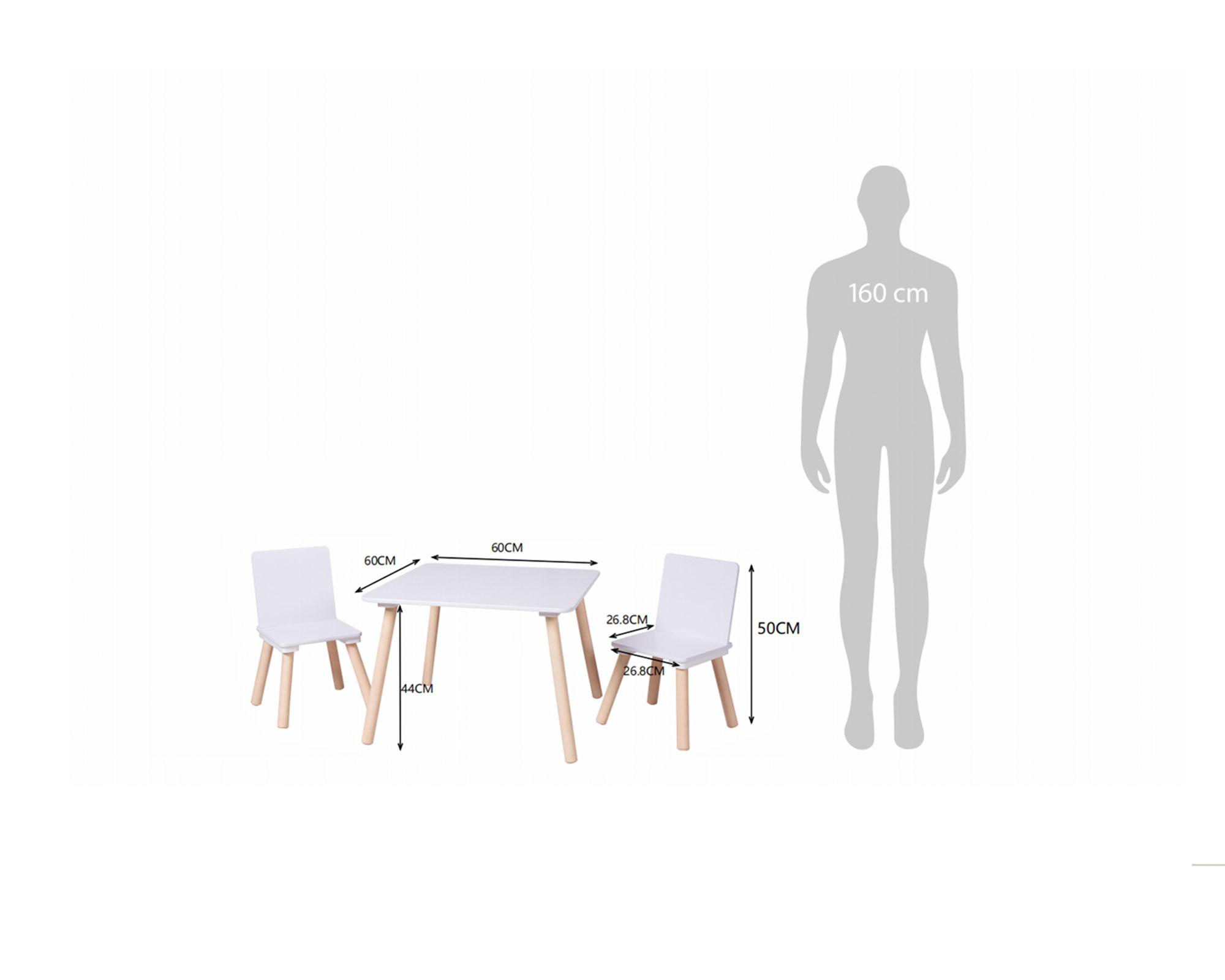 Mesa infantil + 2 sillas Basic blanco-4