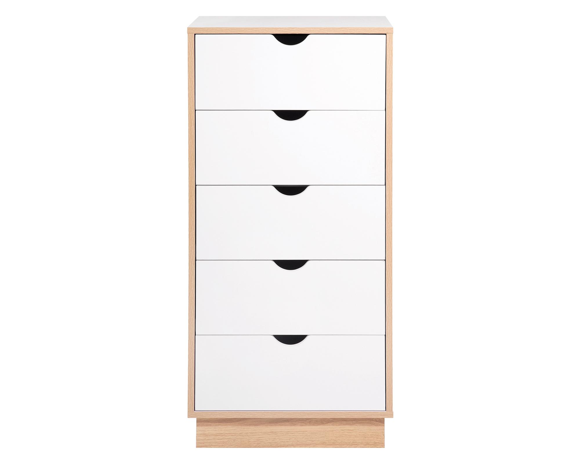 Cómoda Loto blanco 104x49x38 cm 5 cajones-0