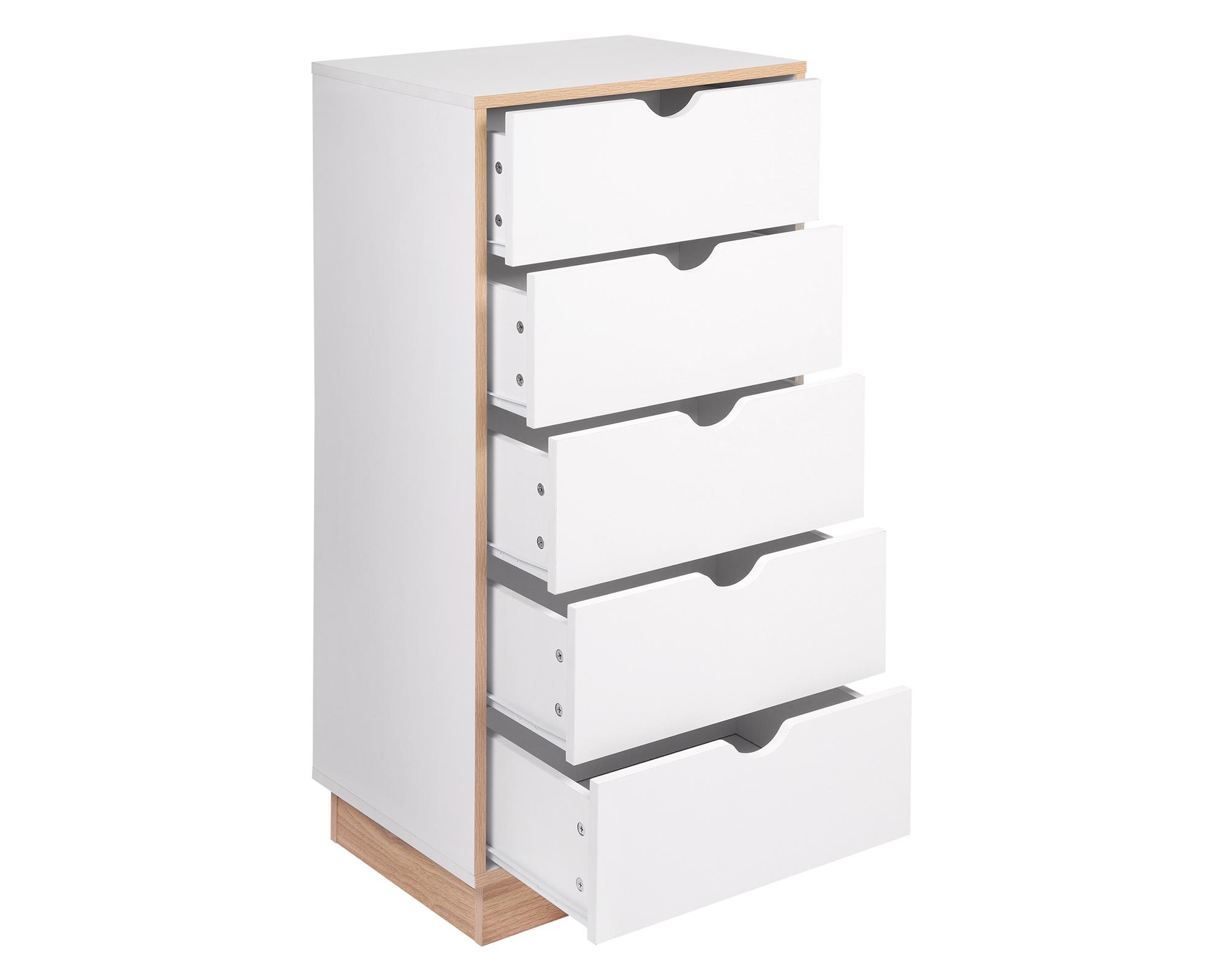 Cómoda Loto blanco 104x49x38 cm 5 cajones-3