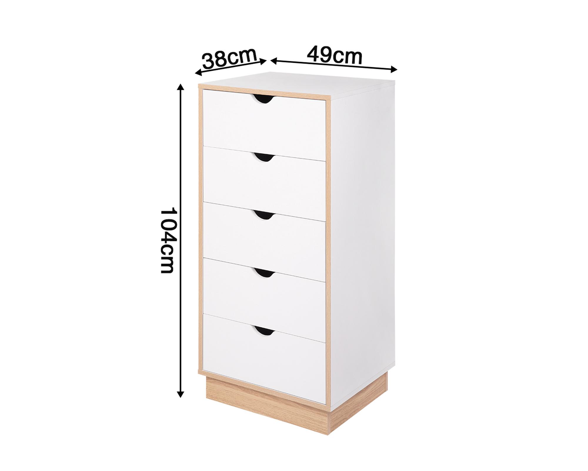 Cómoda Loto blanco 104x49x38 cm 5 cajones-7