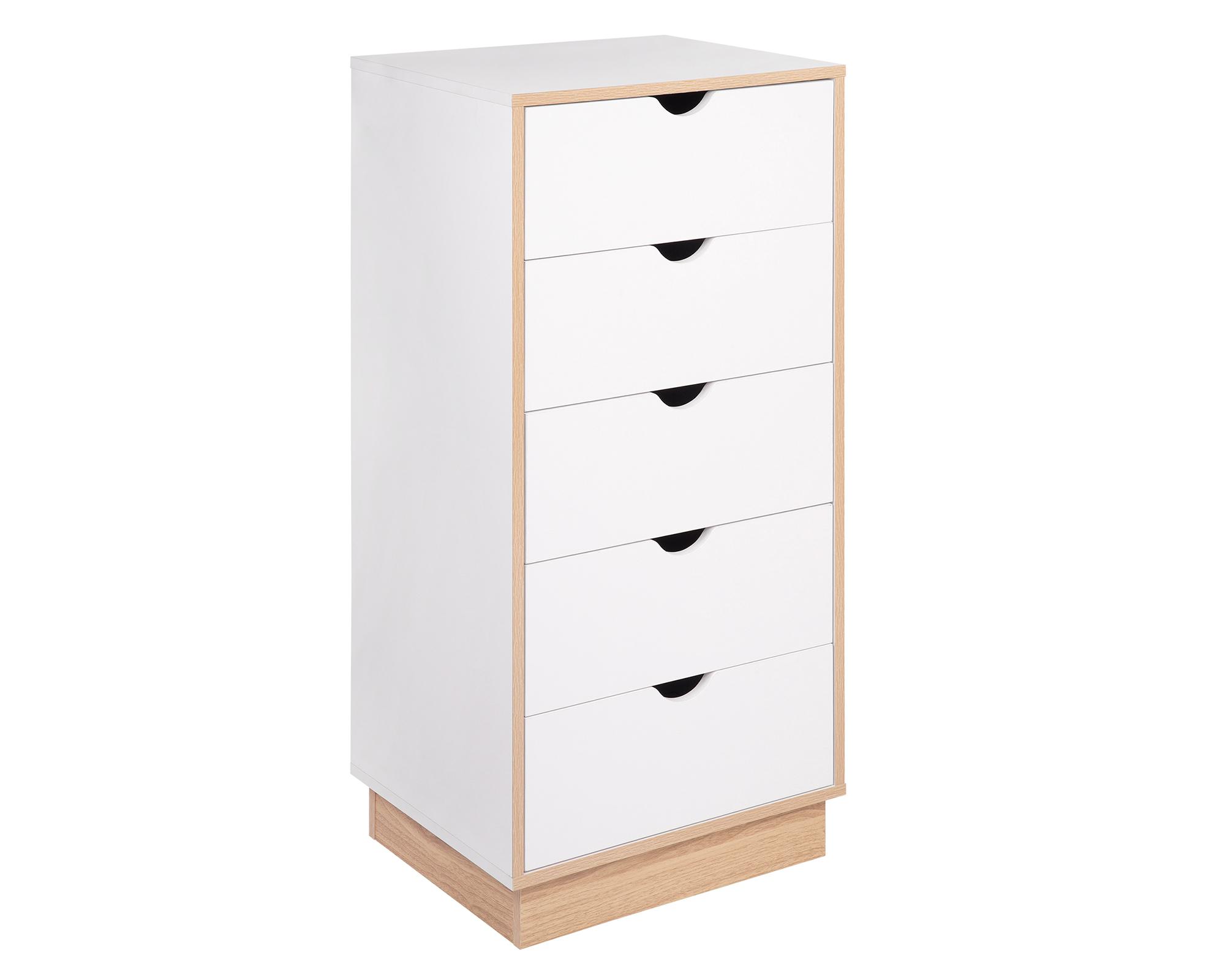 Cómoda Loto blanco 104x49x38 cm 5 cajones-1