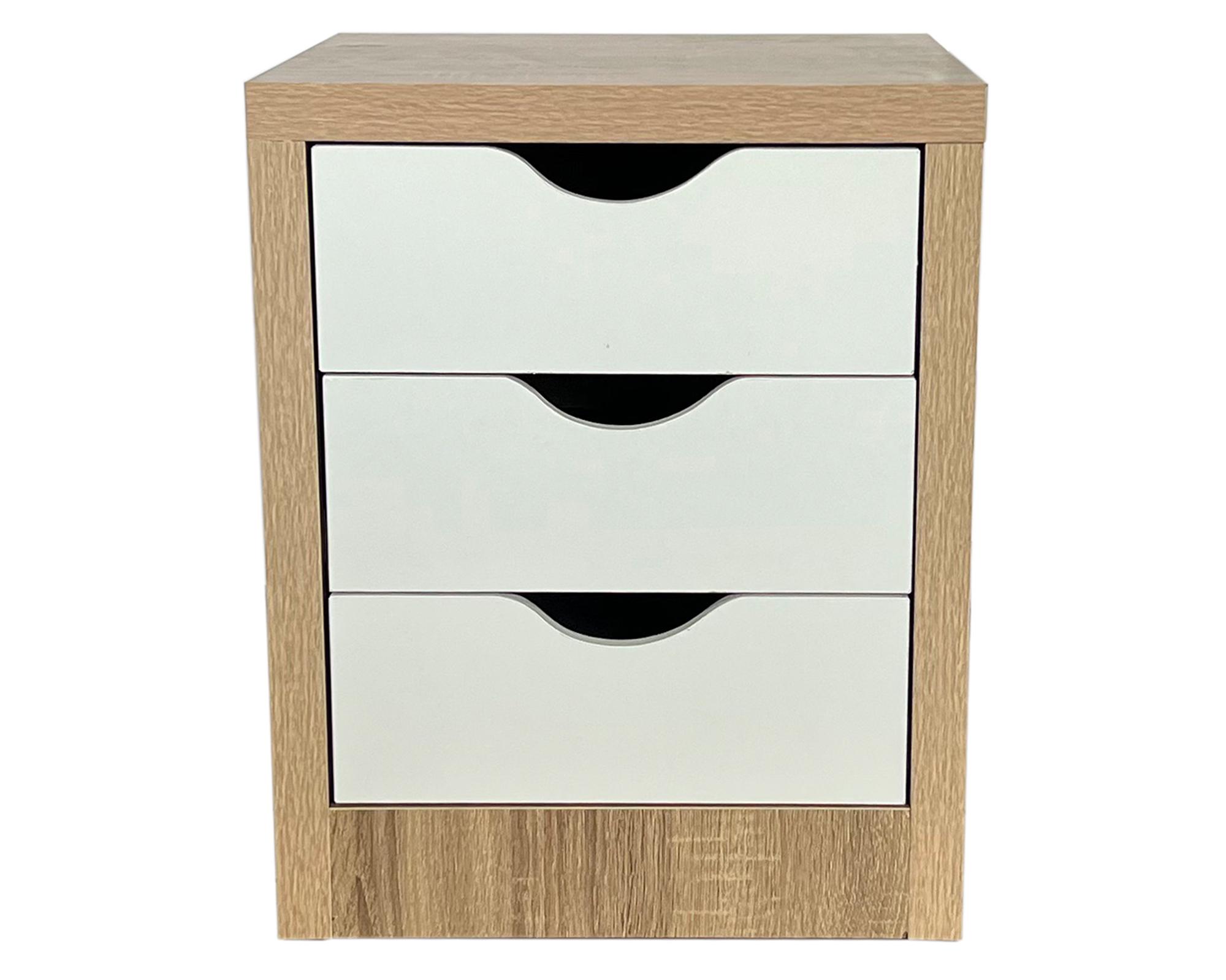 Escritorio + cajonera + librero blanco/natural-4