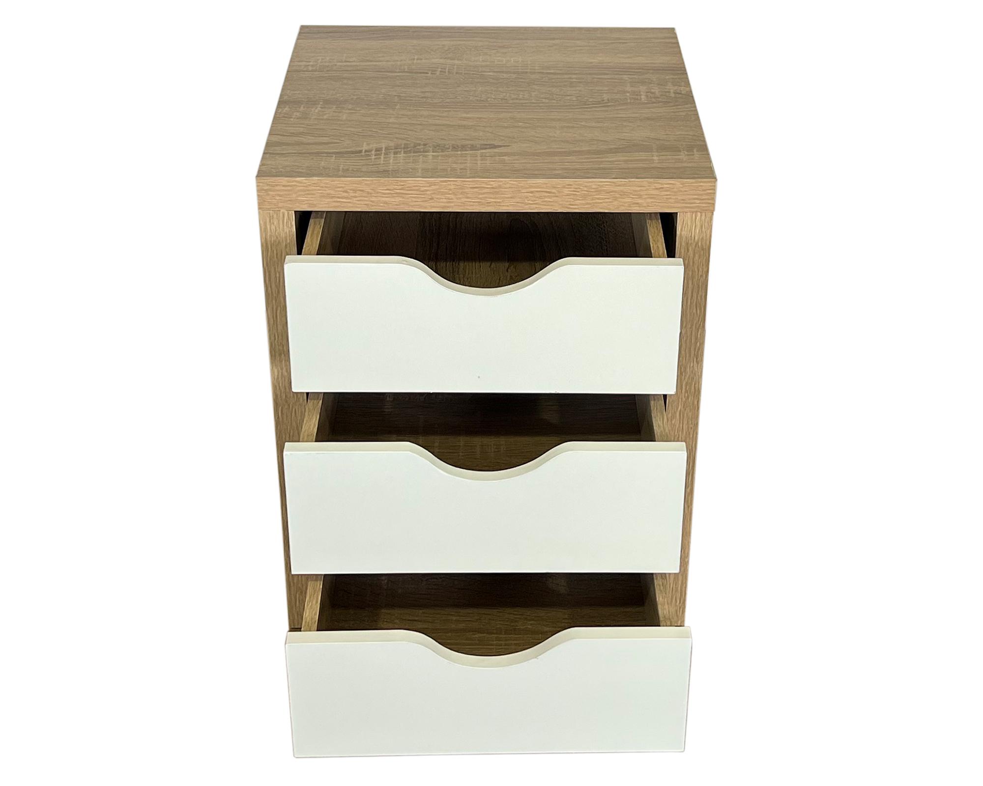 Escritorio + cajonera + librero blanco/natural-6
