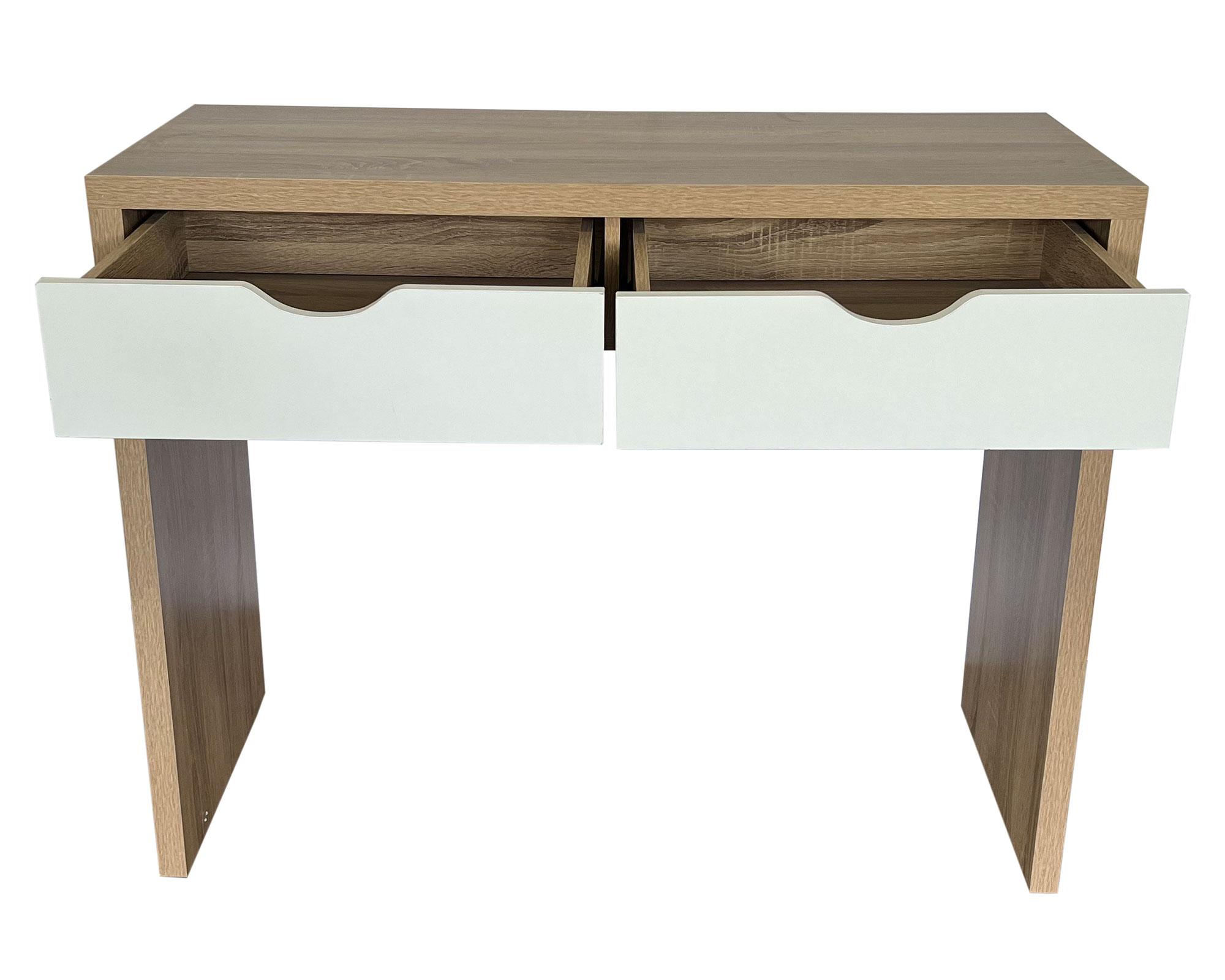 Escritorio + cajonera + librero blanco/natural-10