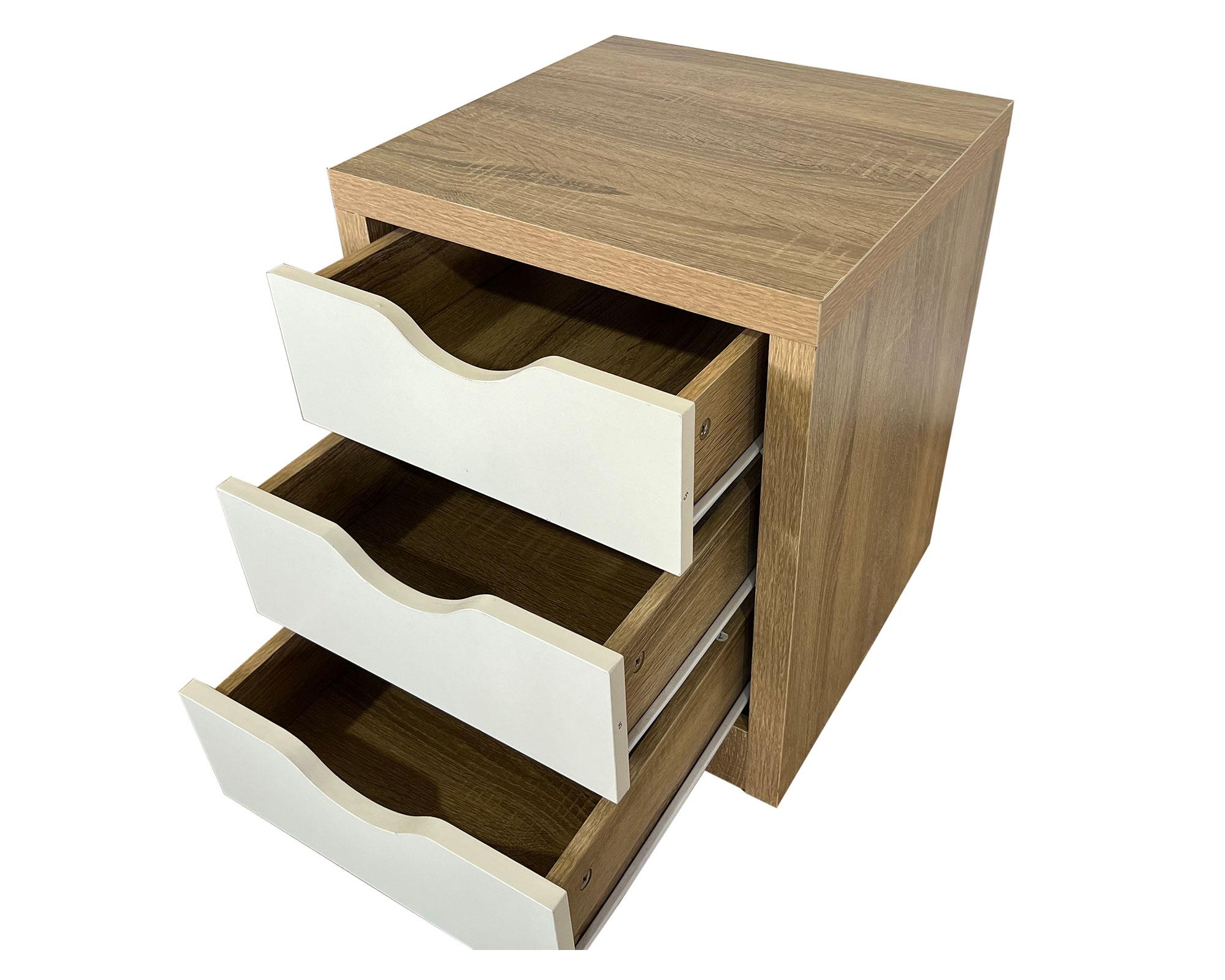 Escritorio + cajonera + librero blanco/natural-11