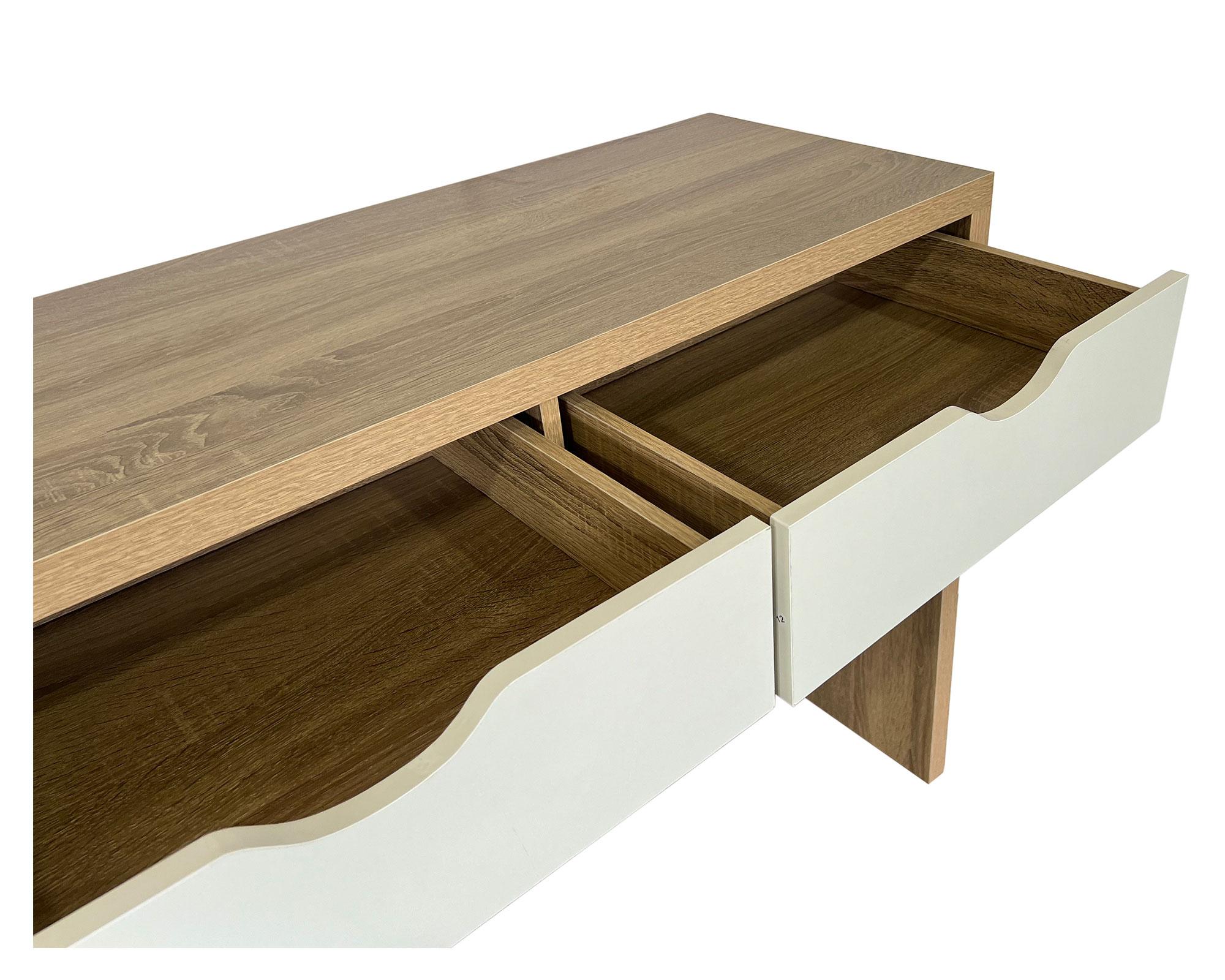 Escritorio + cajonera + librero blanco/natural-12