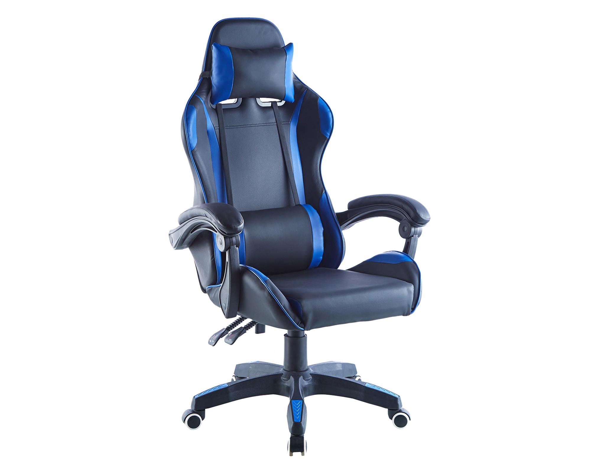 Silla gamer reclinable Ergonómica negra/azul 69x64x119-129 cm-1