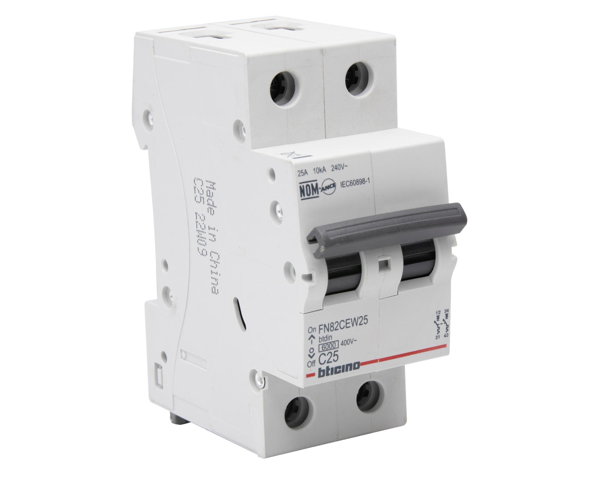 Interruptor automático bipolar 2 módulos 25A 6KA-1