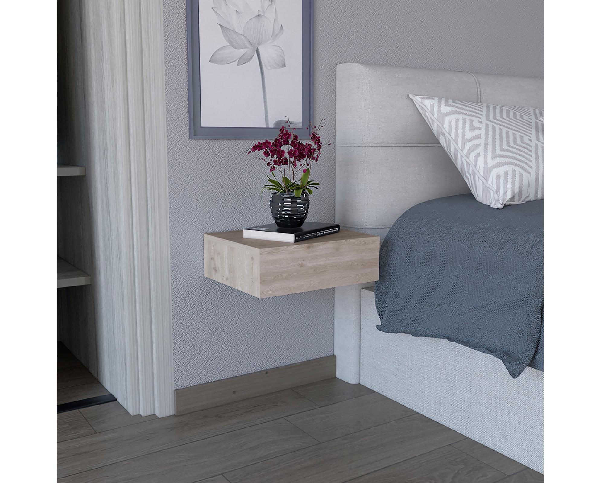 Velador flotante 1 cajón Milano ceniza-3