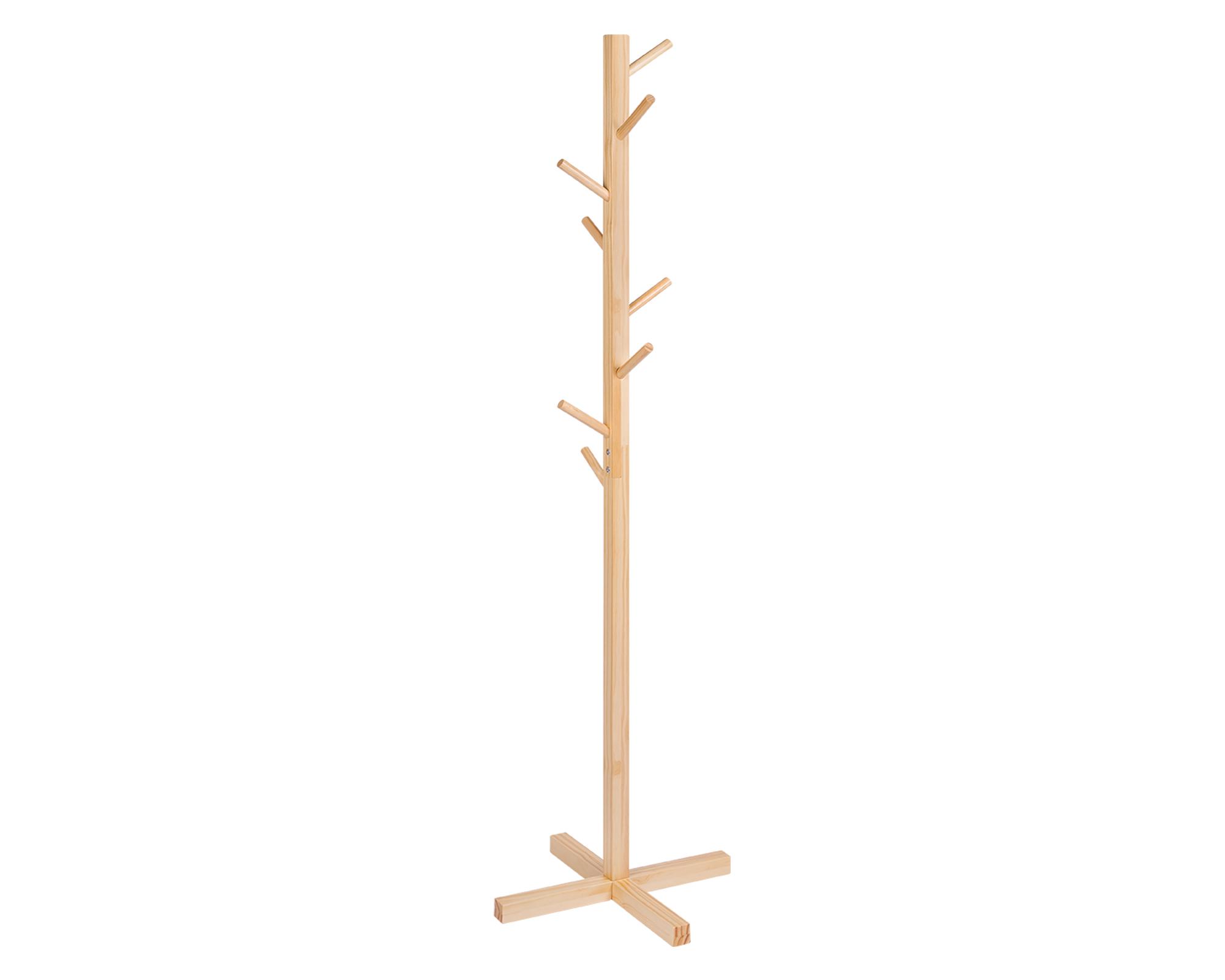 Perchero 8 ganchos madera natural 45x45x157 cm-0