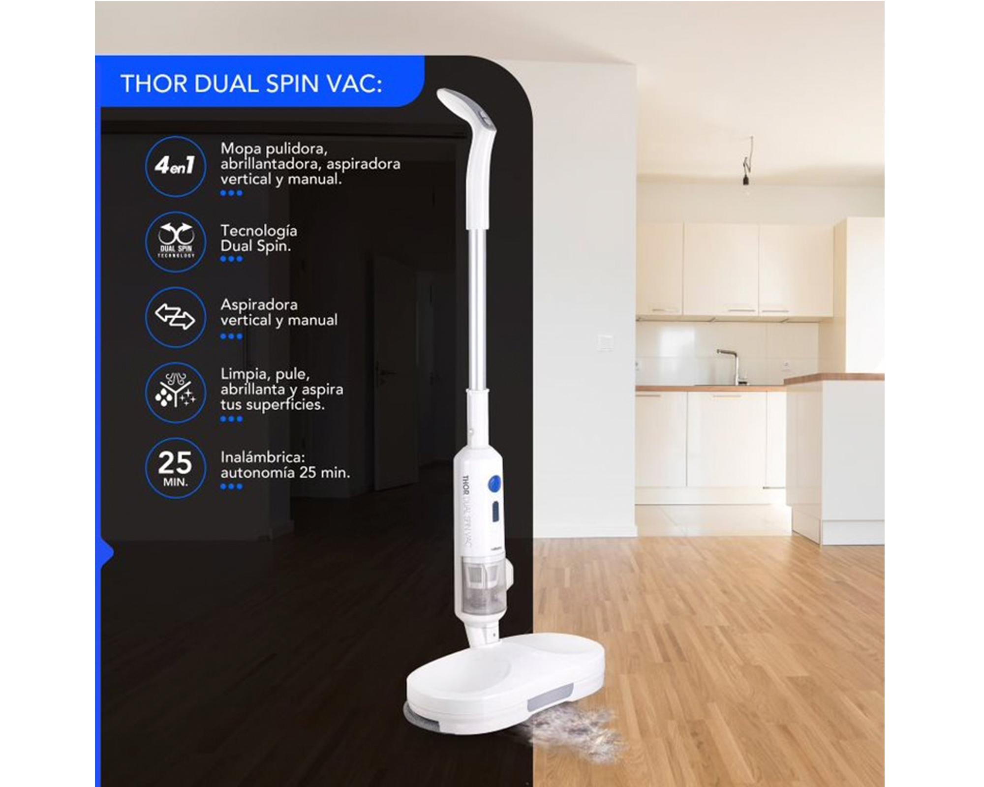 Pulidora, mopa y aspiradora Thor Dual Spin Vac blanco-1