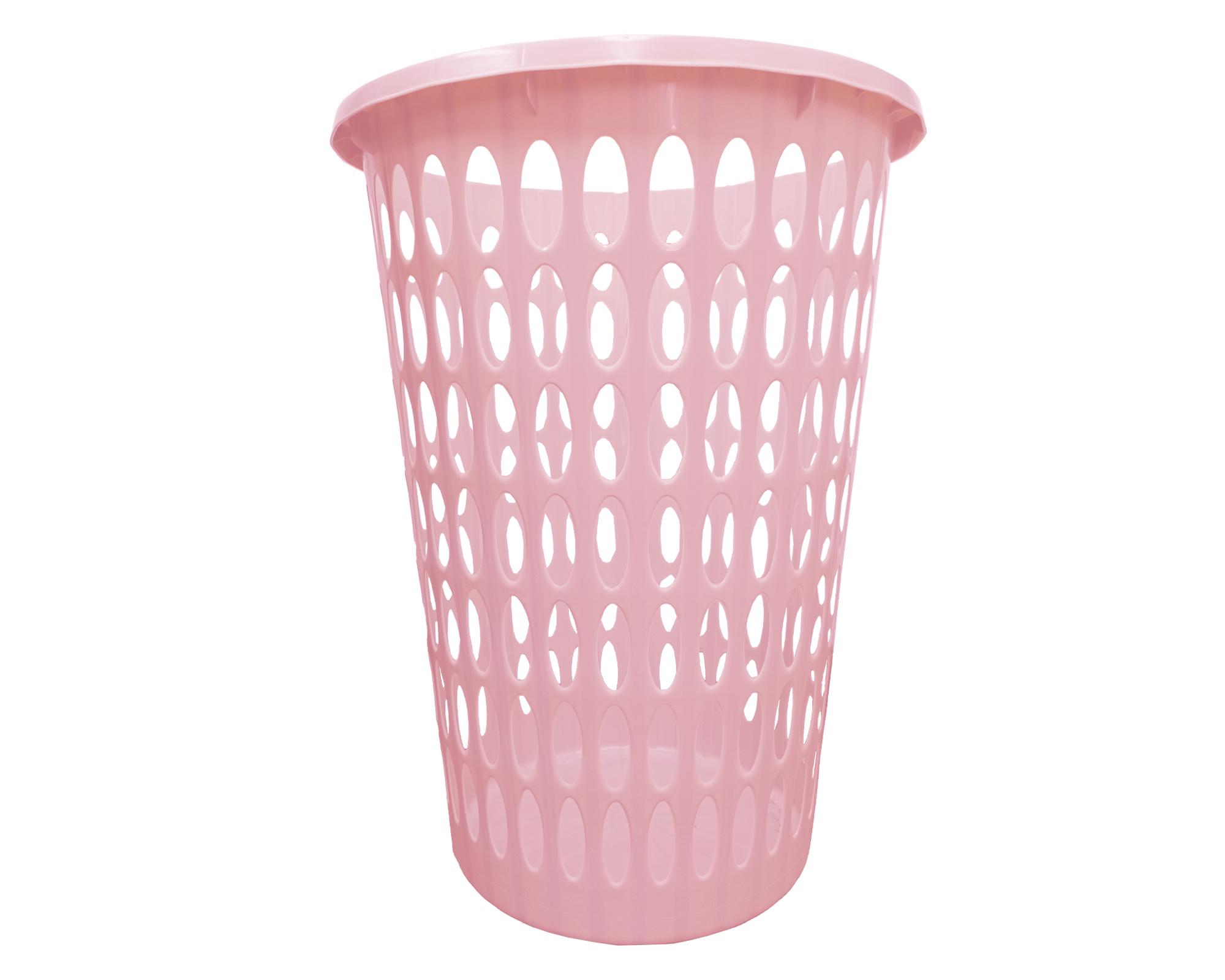 Canasto de ropa sin tapa rosado 50 litros-0