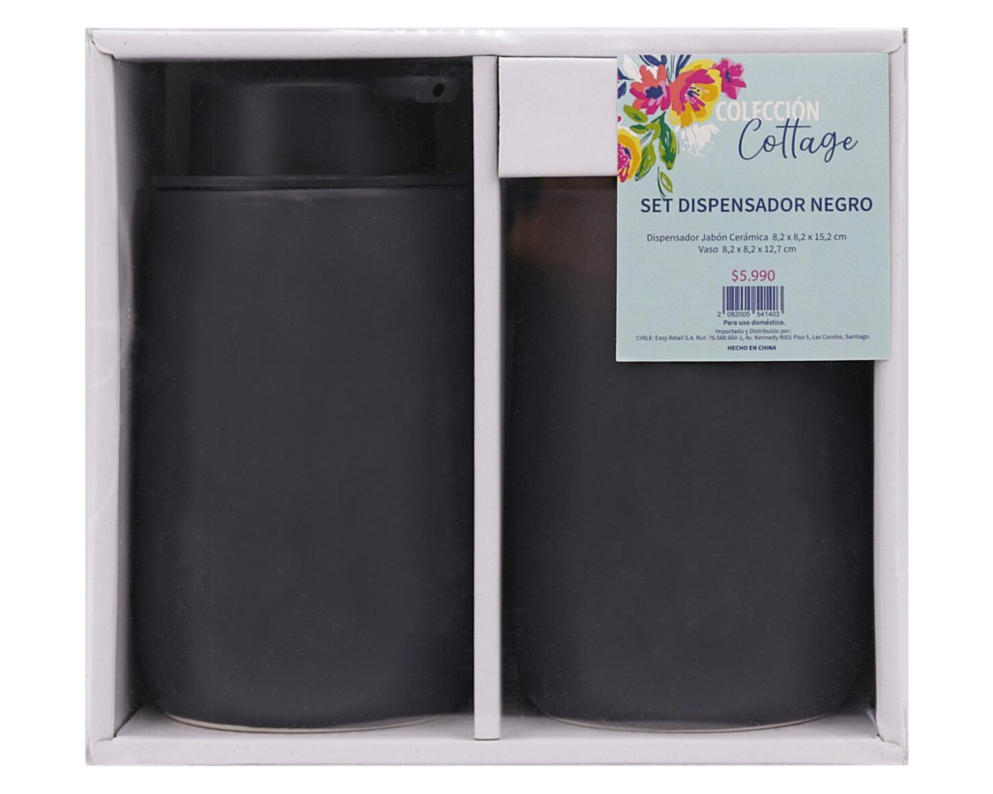 Dispensador + vaso Cottage negro-0