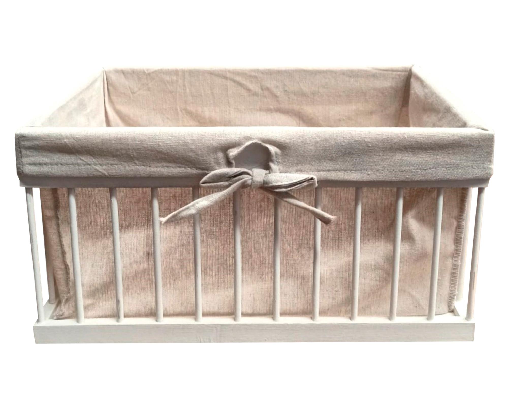 Caja multiuso con tela M blanco 20x30x16 cm-0